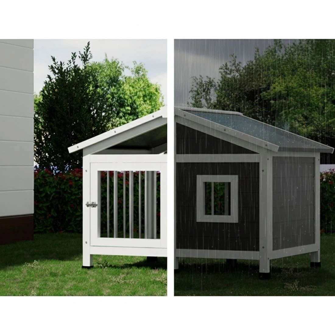 3 i.Pet Dog Kennel House Large en Outdoor Pet Kennels Indoor Puppy Cabin Home - Grey, 3 of 5