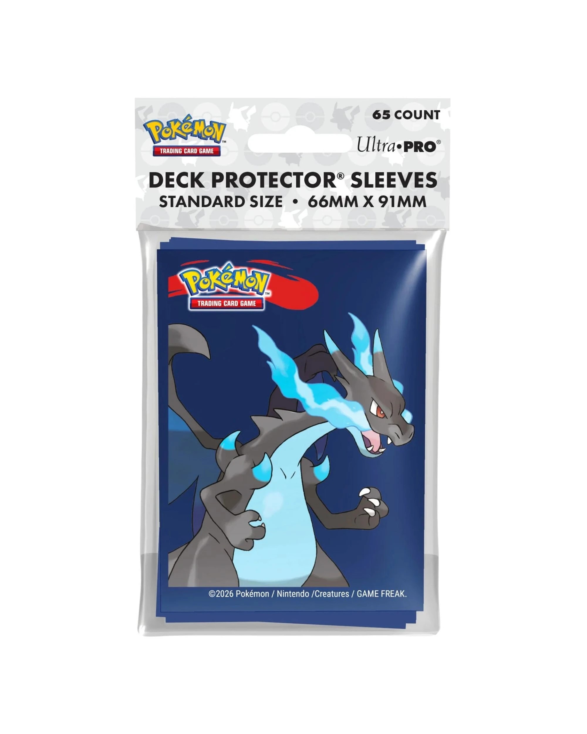 1 Ultra Pro Pokemon Mega Charizard X 65CT Deck Protector Sleeves - Blue, 1 of 3