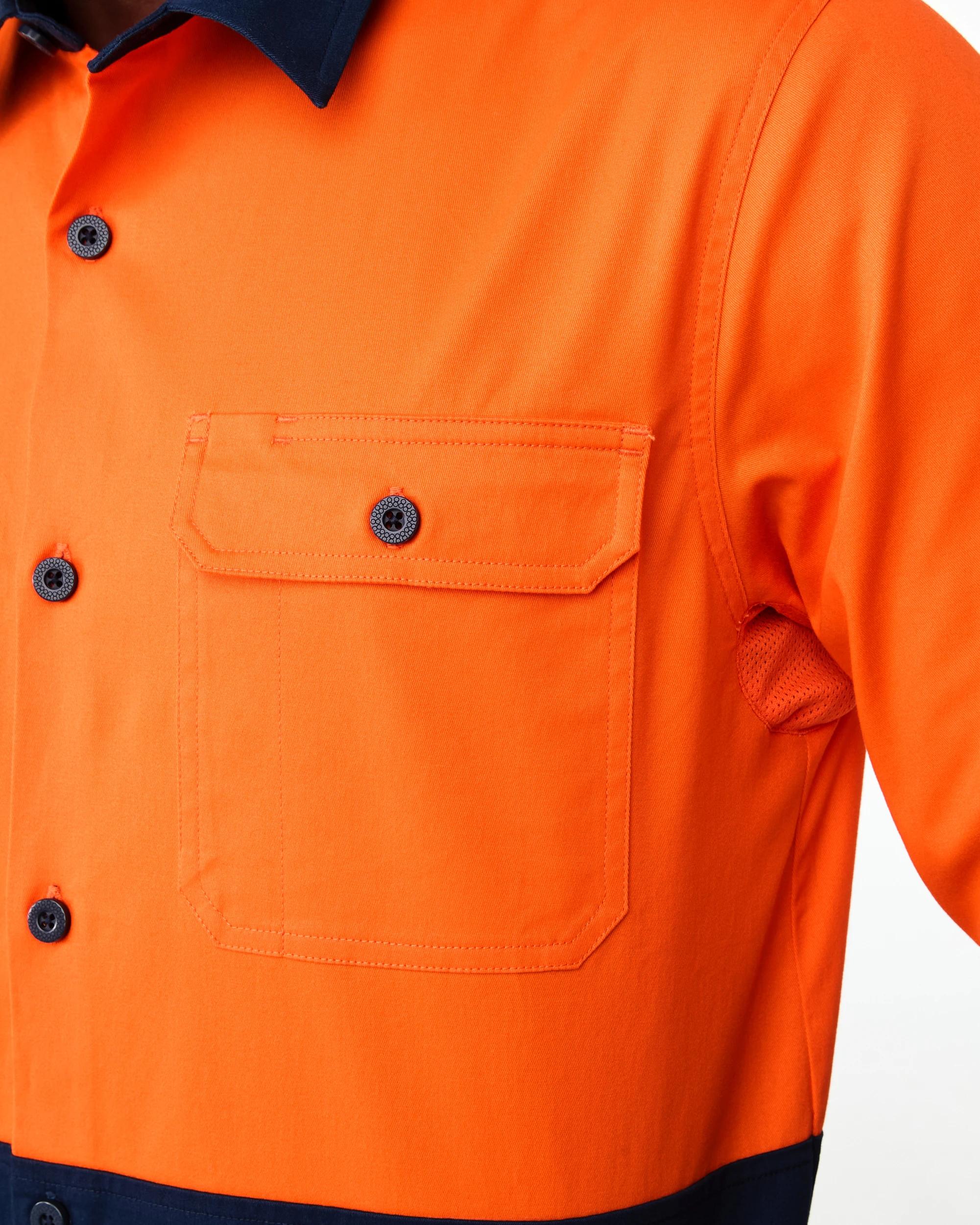 6 Workwear Long Sleeve Hi-Visibility Stretch Shirt SAFETY ORANGE, 6 of 7