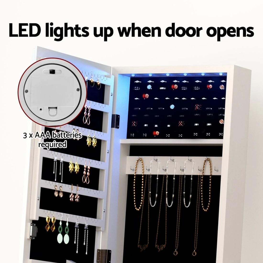 7 Artiss Jewellery Cabinet Mirror Free Standing
 - white, 7 of 8