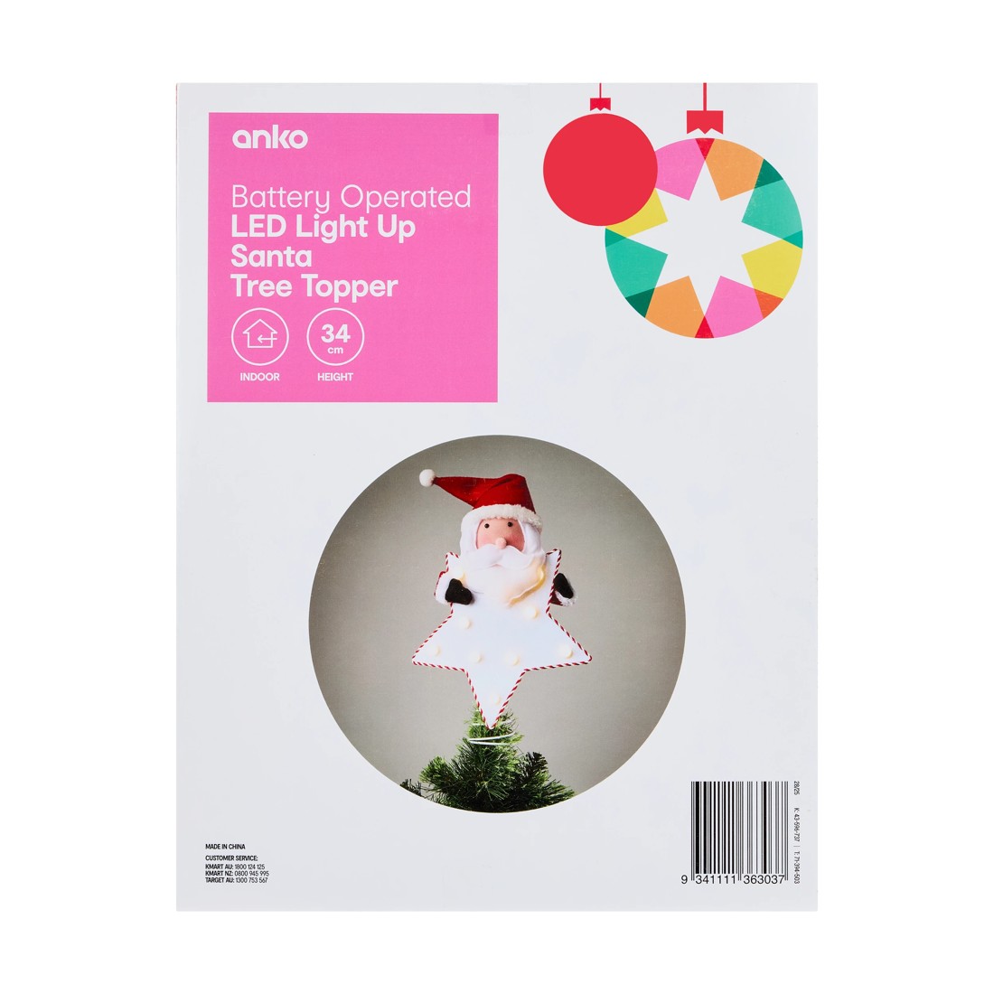 7 LED Light Up Santa Tree Topper, 7 of 7