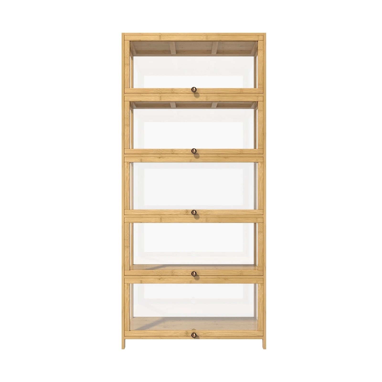 5 Oikiture Display Cabinet Storage 5-tier Shelves Clear Bookcase Stand Rack
 - Natural, 5 of 9