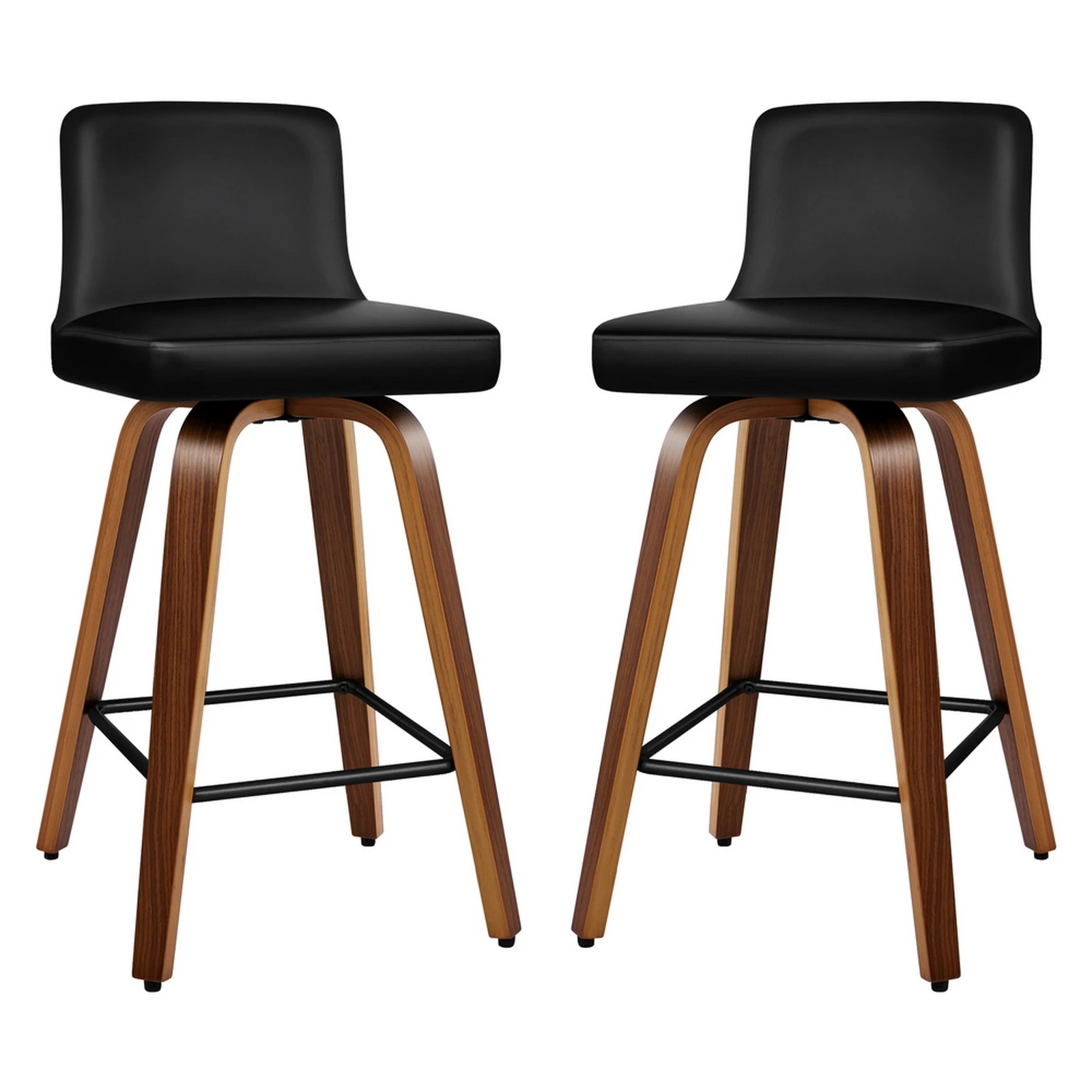 1 Alfordson 2x Swivel Bar Stools Bailey Kitchen Wooden Dining Chair - Black, 1 of 10