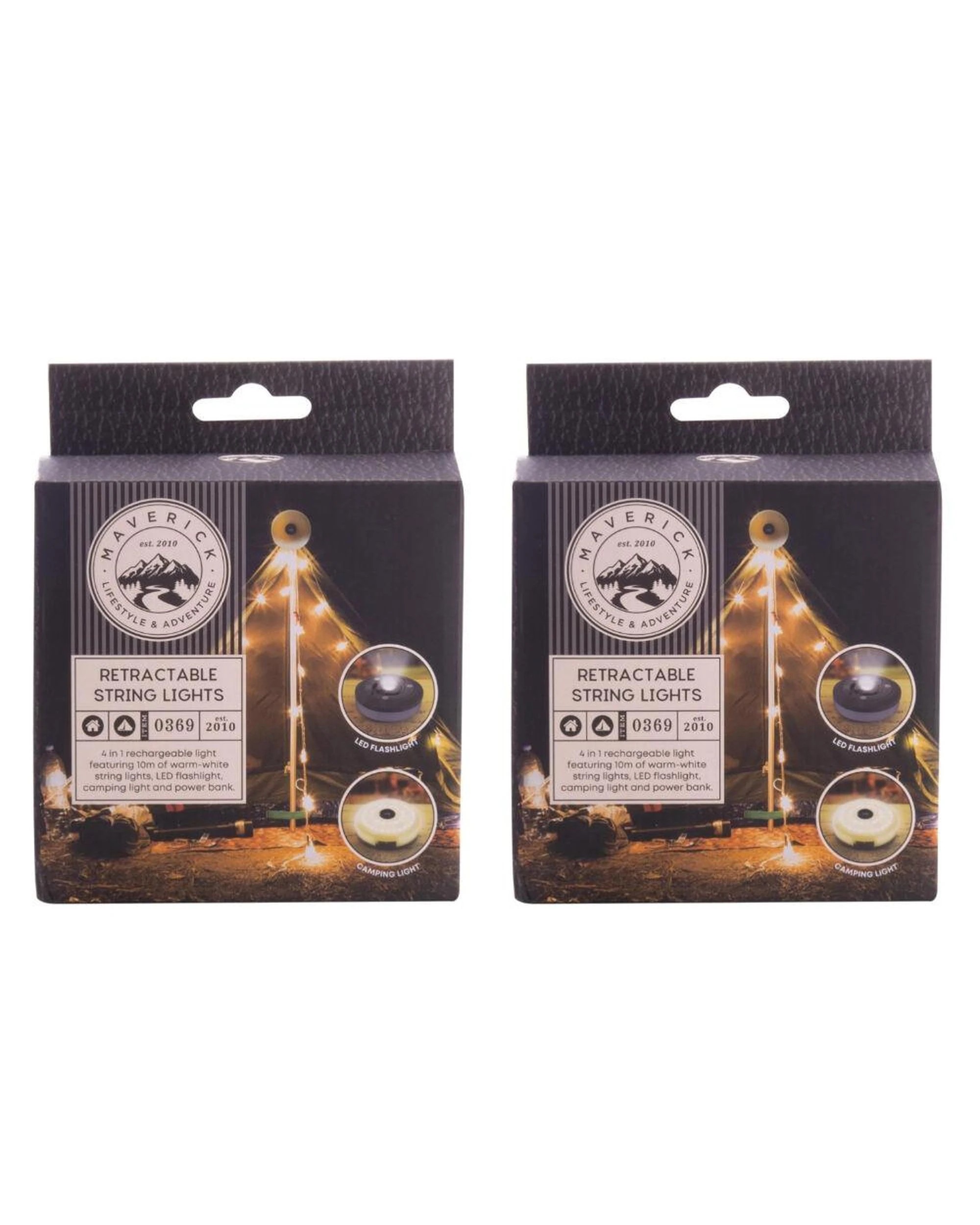 1 Maverick Retractable LED String Lights 10m USBC Rechargeable  Set of 2, 1 of 10