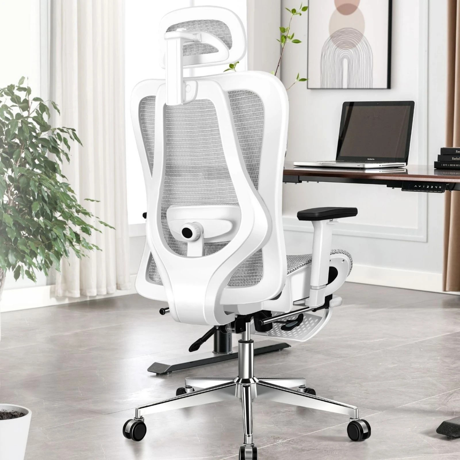 3 Alfordson Ergonomic Office Chair Executive Mesh Seat Gaming Work Computer - White Grey, 3 of 10