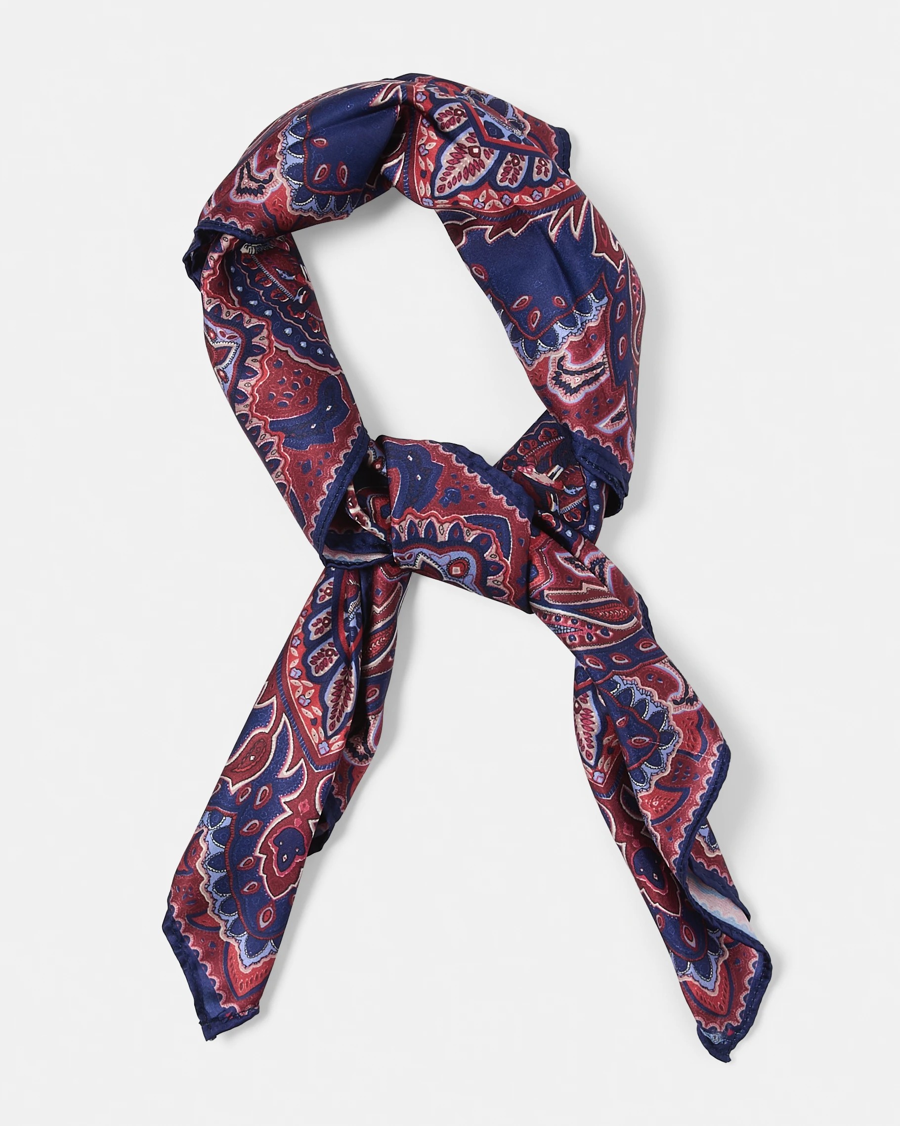 1 Paisley Hair Scarf - Navy and Red, 1 of 4