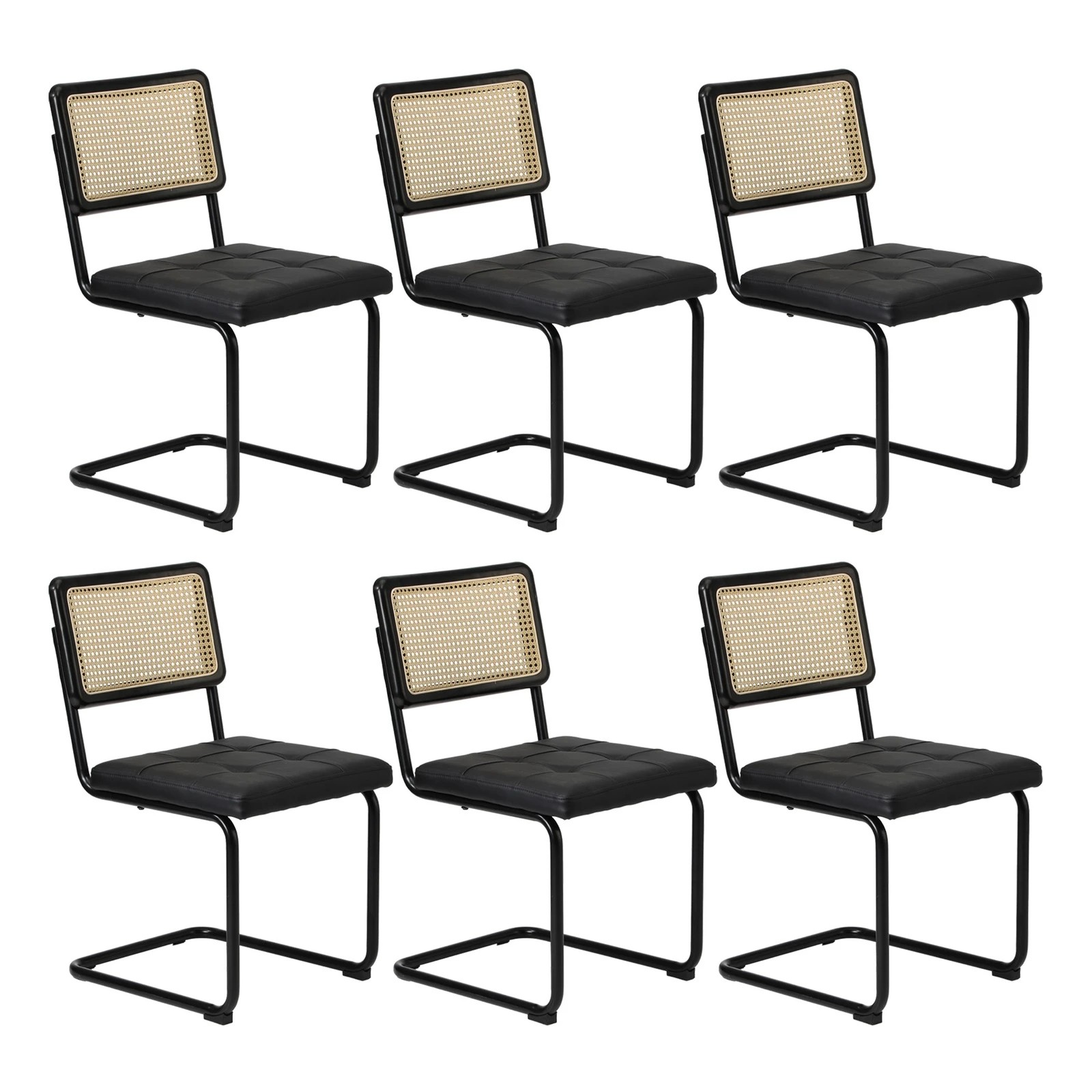 9 Oikiture 140cm Rectangle Dining Table with 6PCS Dining Chairs Leather - Black, 9 of 9