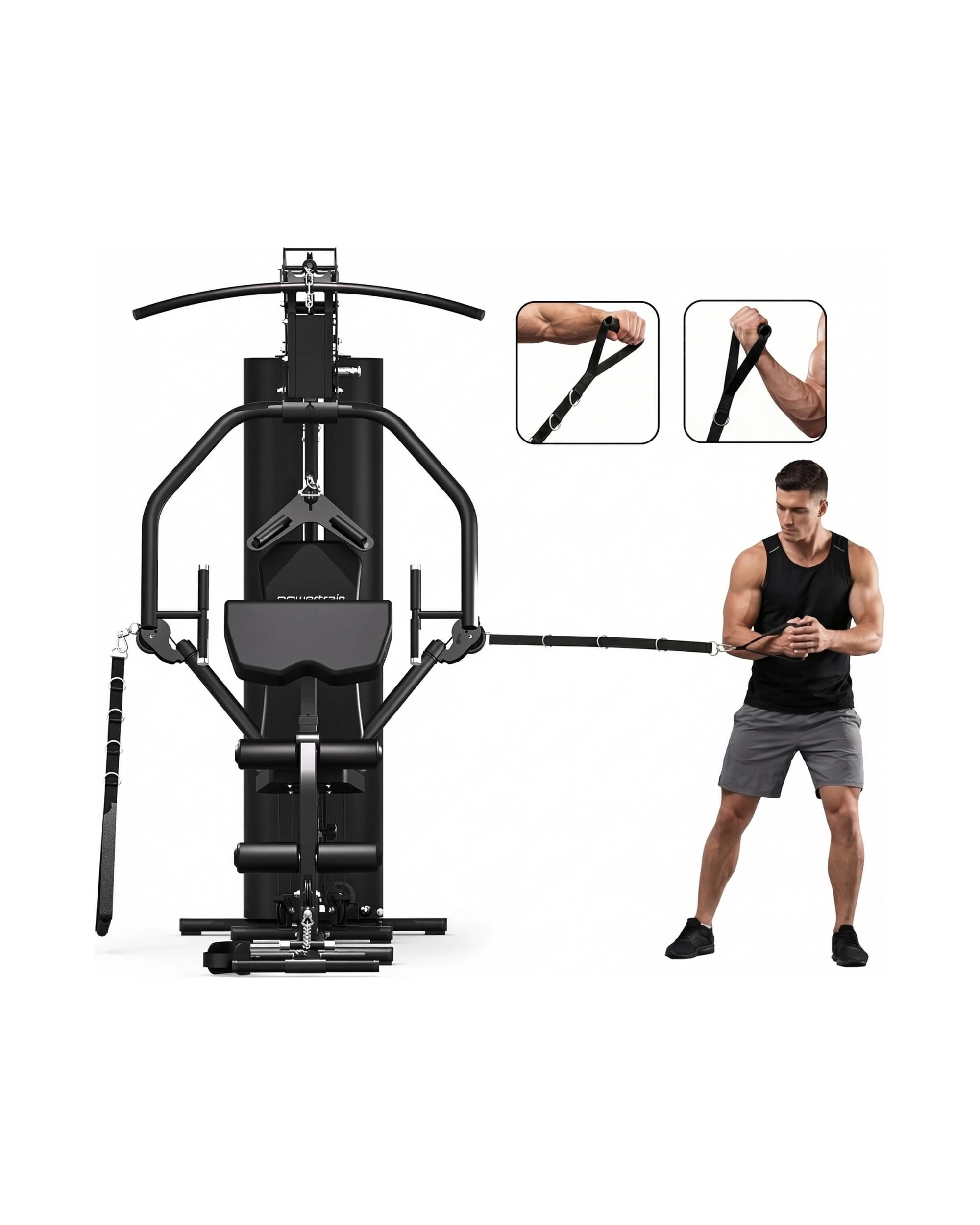 6 Powertrain Home Multi Gym 560 Full Body Training with 90kg Weight Stack Home Gym - Black, 6 of 10