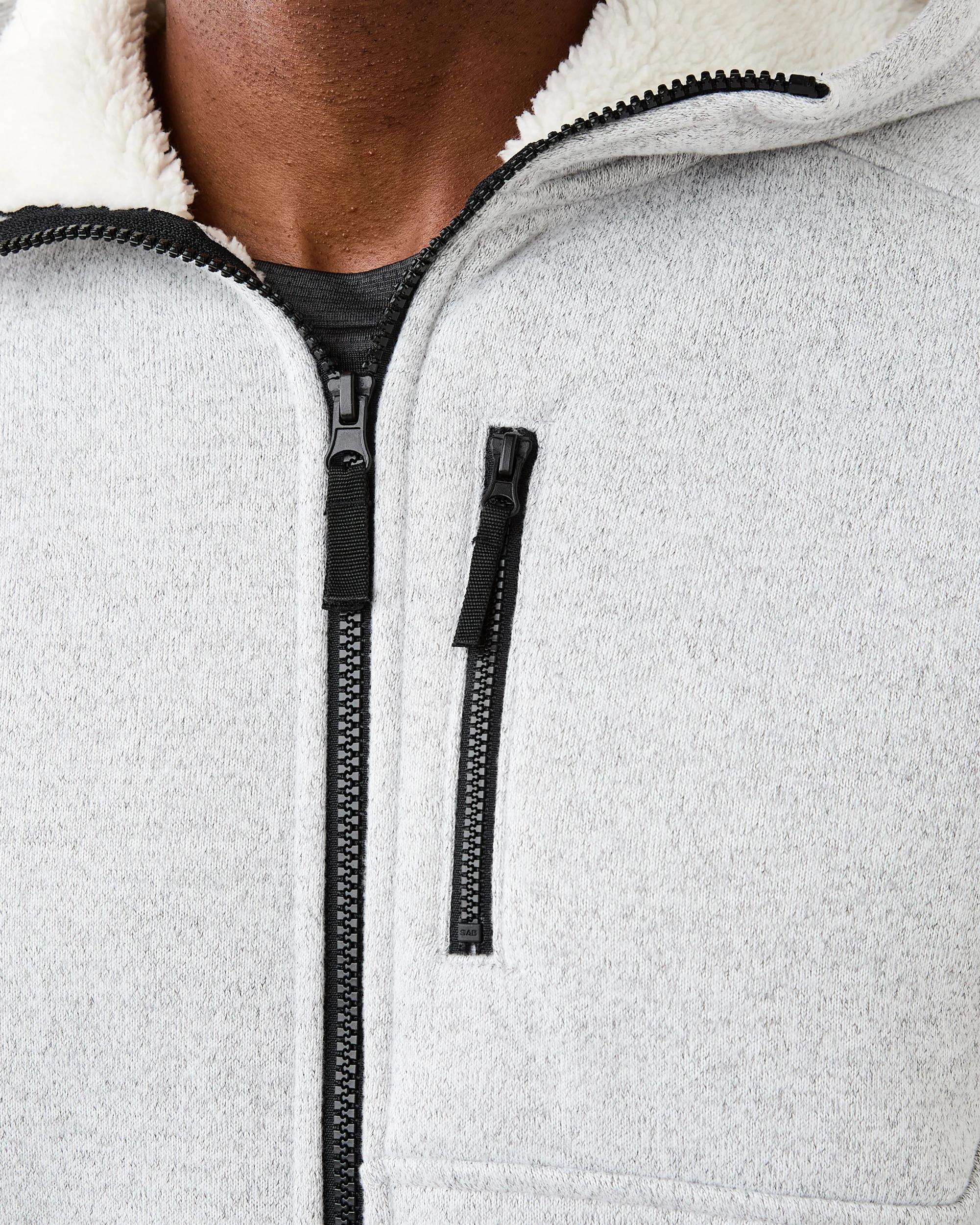 6 Active Mens Knit Sherpa Jacket Greymarle, 6 of 8