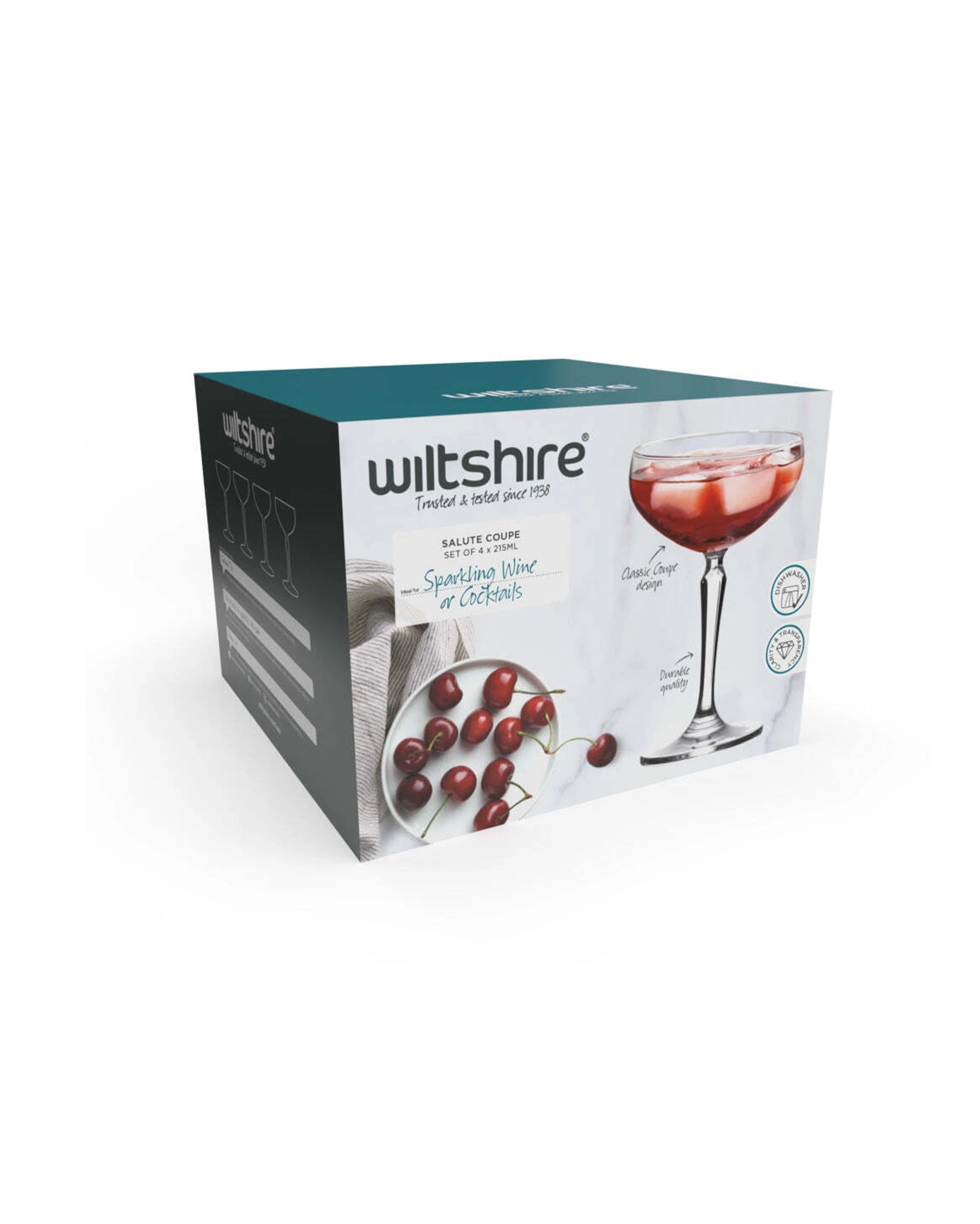 3 Wiltshire 4pc Salute Coupe Drinking Glasses Set 215ml - Clear, 3 of 3
