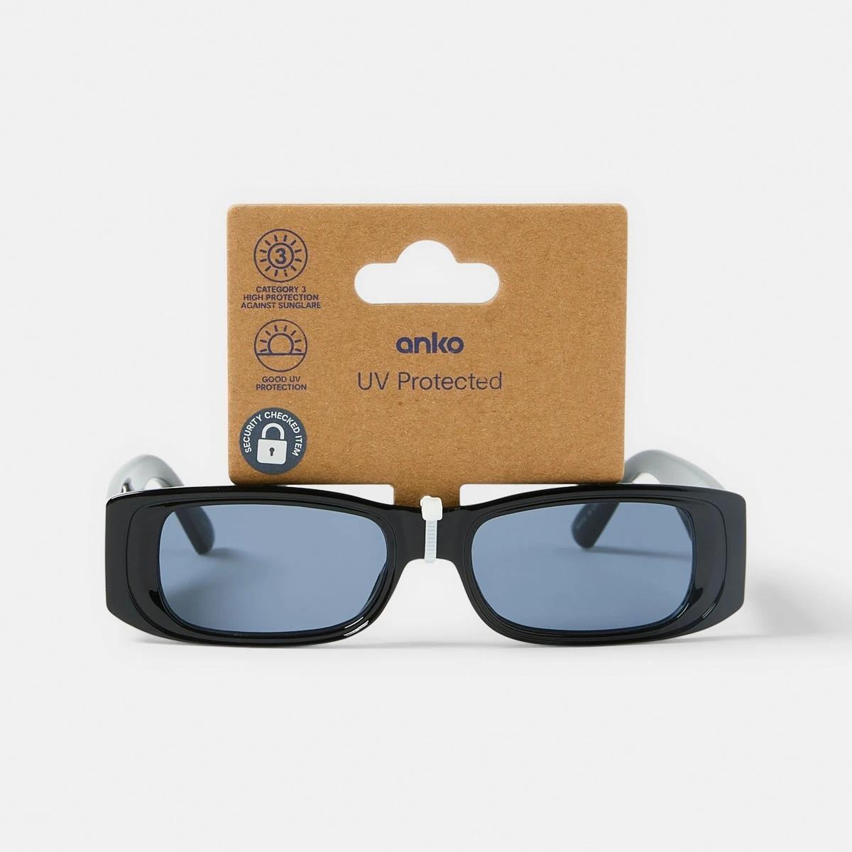 6 Classic Rectangular Sunglasses Black, 6 of 6