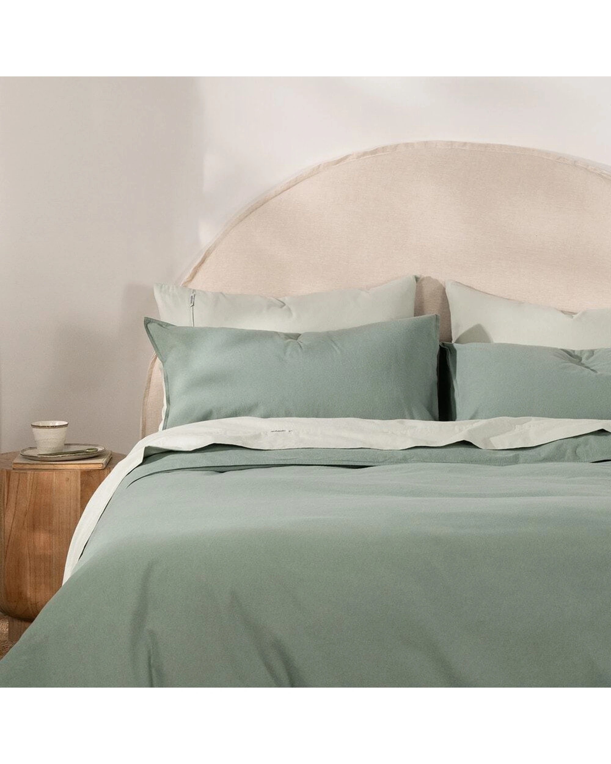 4 Canningvale Cozi Cotton Flannelette Quilt Bed Bedding Cover Set Mineral Queen - Green, 4 of 5