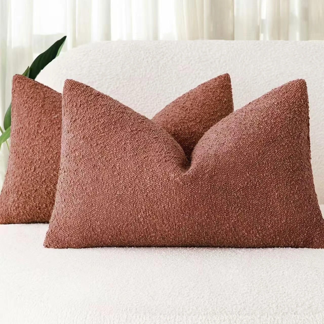 1 Gioia Casa 2-Pack Bouclé Cushion Covers 30x50cm - Brick, 1 of 3