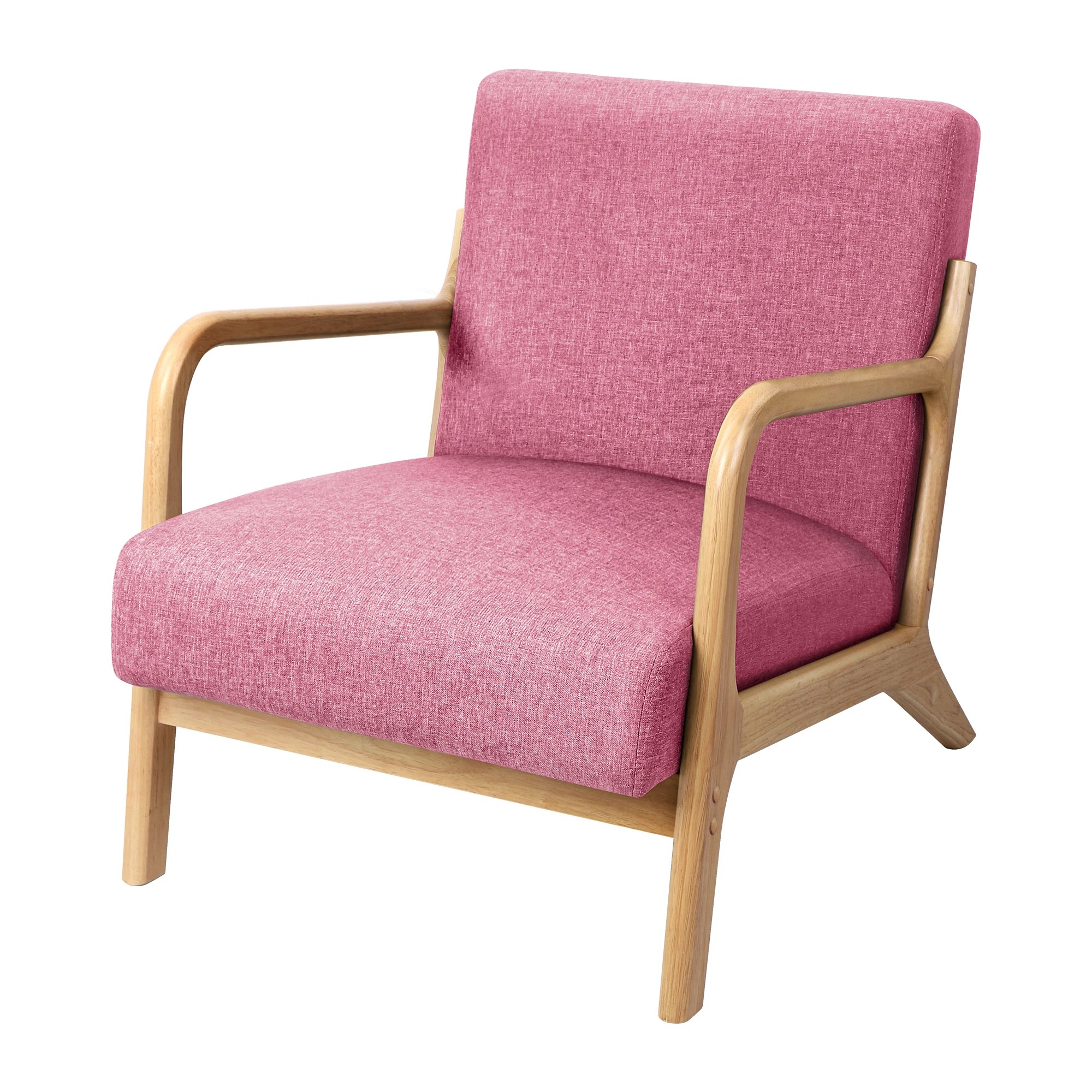 1 Alfordson Armchair Lounge Chair Fabric Accent Chairs Wooden Sofa Couch - Pink, 1 of 9