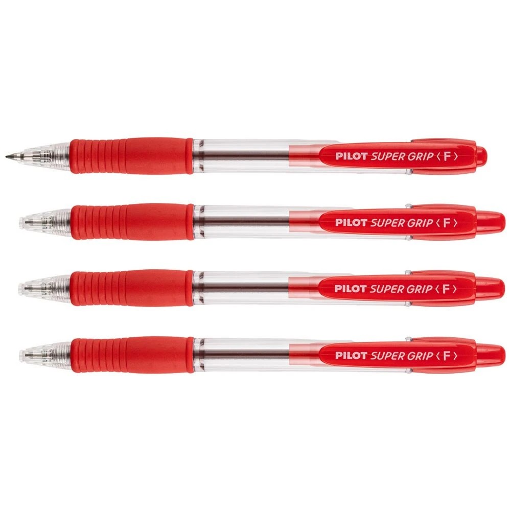 3 PILOT SuperGrip Retractable Ballpoint Fine 0.7mm Red 4 Pack, 3 of 8