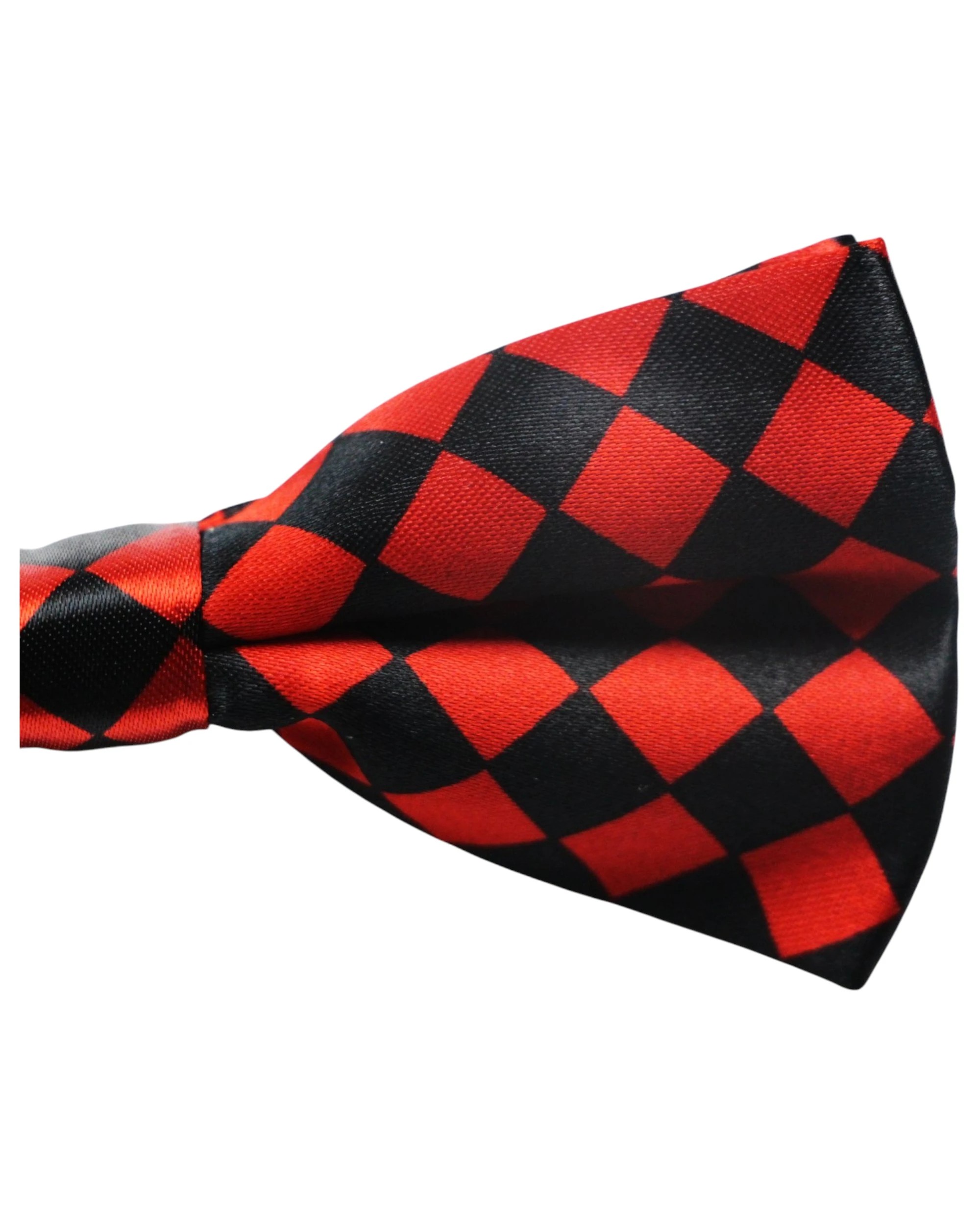 3 Zasel Mens Black & Red Checkered Block Patterned Bow Tie, 3 of 3