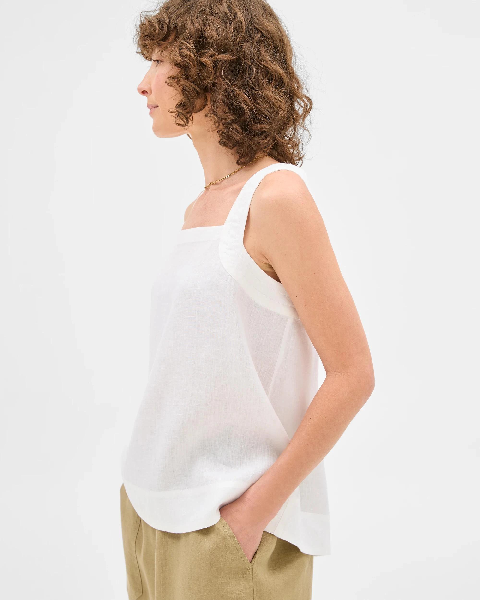 4 Target European Linen Stitch Detail Cami WHITE, 4 of 6