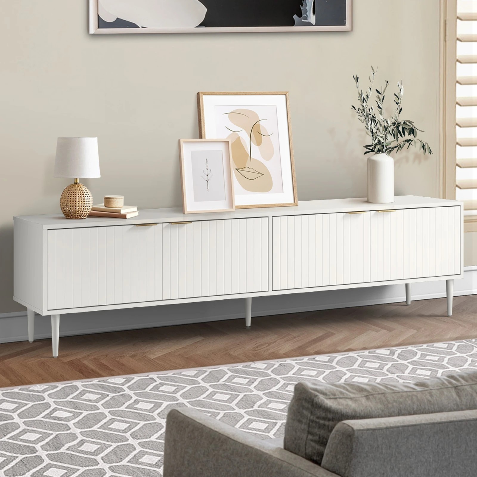 3 Oikiture Tv Cabinet Entertainment Unit Stand 180cm
 - White, 3 of 9