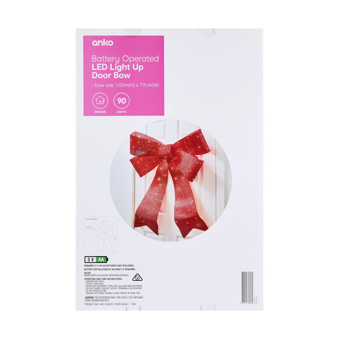 9 Battery Operated LED Light Up Door Bow, 9 of 9