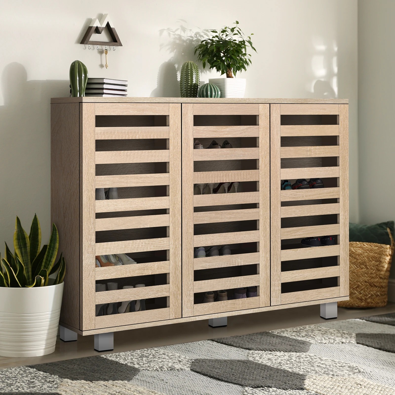 3 Alfordson Shoe Cabinet 30 pairs Storage Rack - Oak, 3 of 10