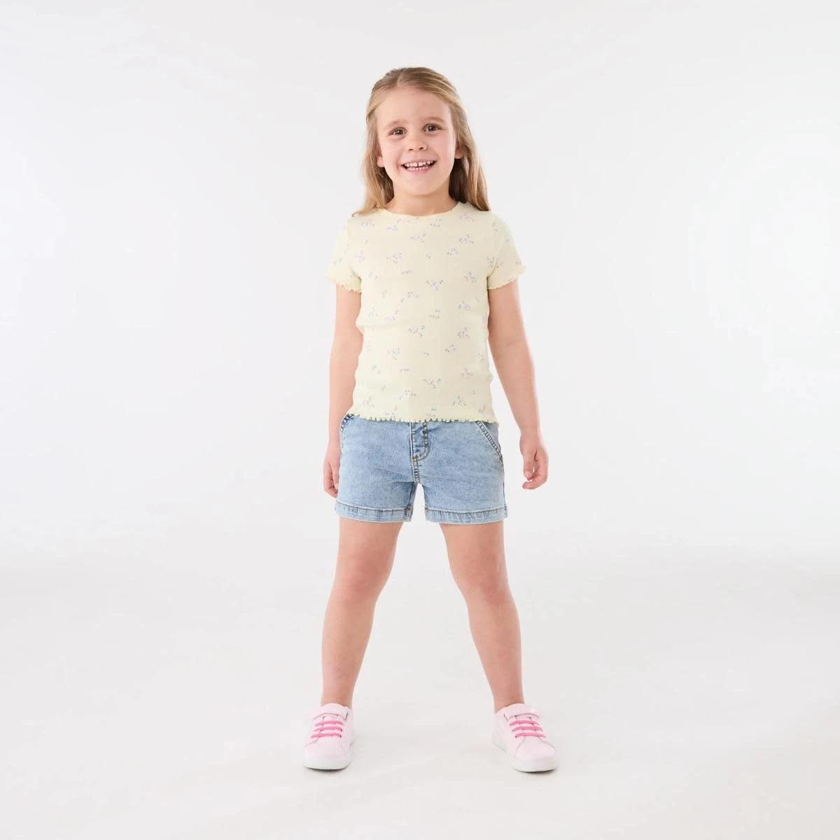 6 Short Sleeve Rib T-shirt BLUSH BLOOMS FLORALS SORBET, 6 of 7