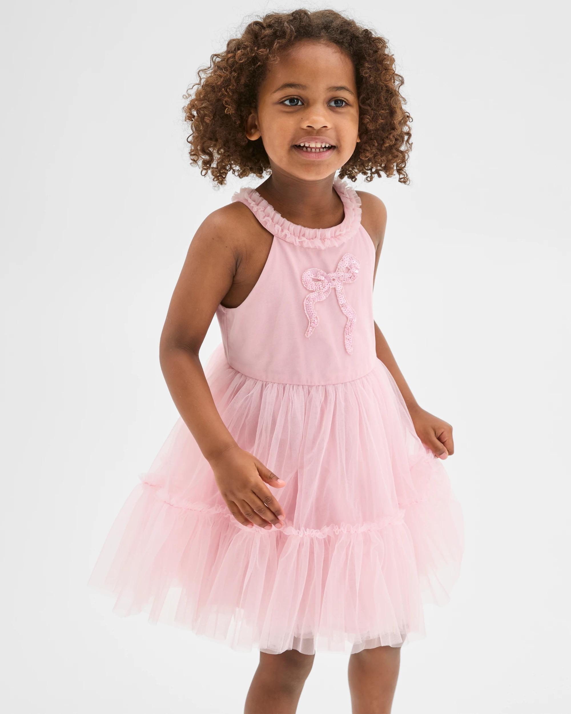 1 Target Kids Sleeveless Halter Neck Tulle Occasion Dress PINK, 1 of 9