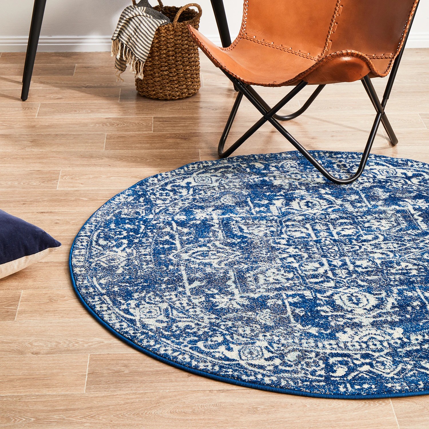 3 Common Ground Rugs Encore 253 150x150cm Round - Small Pet Friendly Rug - Blue, 3 of 7