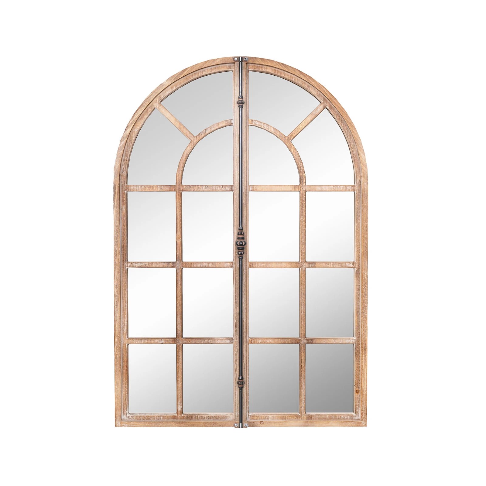 1 Costway Farmhouse Wall Mounted Decorative Mirror Rustic Arched Window Pane Mirror, 1 of 5