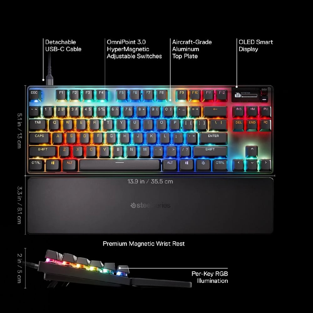 9 SteelSeries Apex Pro TKL Gen 3 Gaming Keyboard Black, 9 of 10