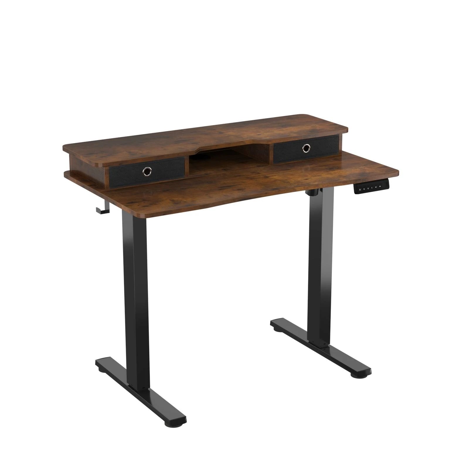 1 Costway 140cm Electric Stand Up Desk w/Power Cord Organizer Computer Desk - Brown, 1 of 2