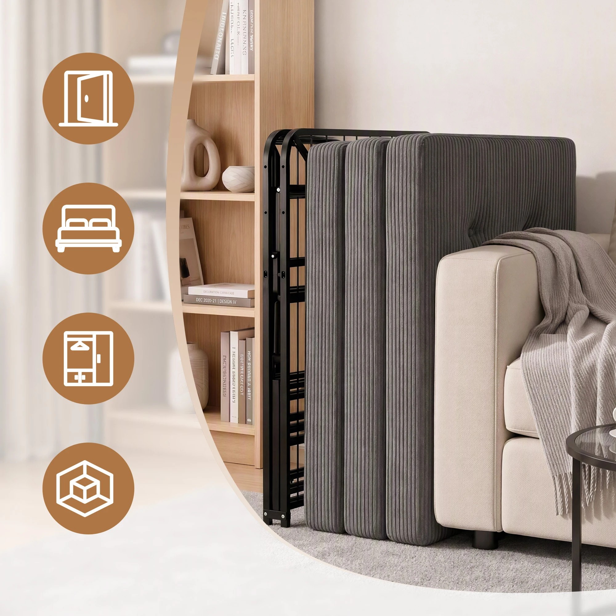 6 Giselle Bedding Folding Bed with Mattress Metal Frame Guest Bed 15cm Foam Foldable - Single Bed - Multi, 6 of 9