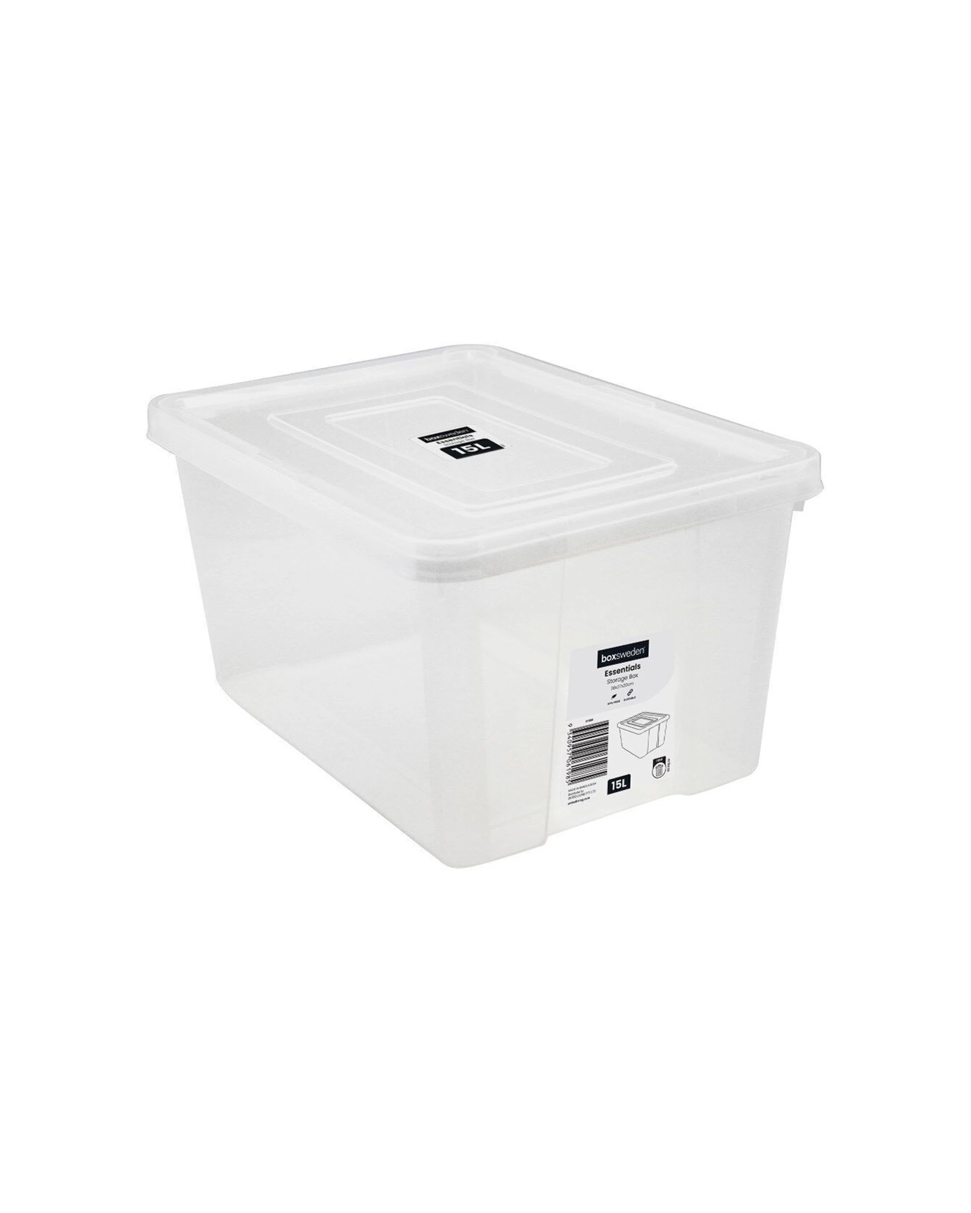 2 Boxsweden 6PK Essentials Heavy Duty Storage Organiser Box Tub 15L 38x27cm - Plain, 2 of 5