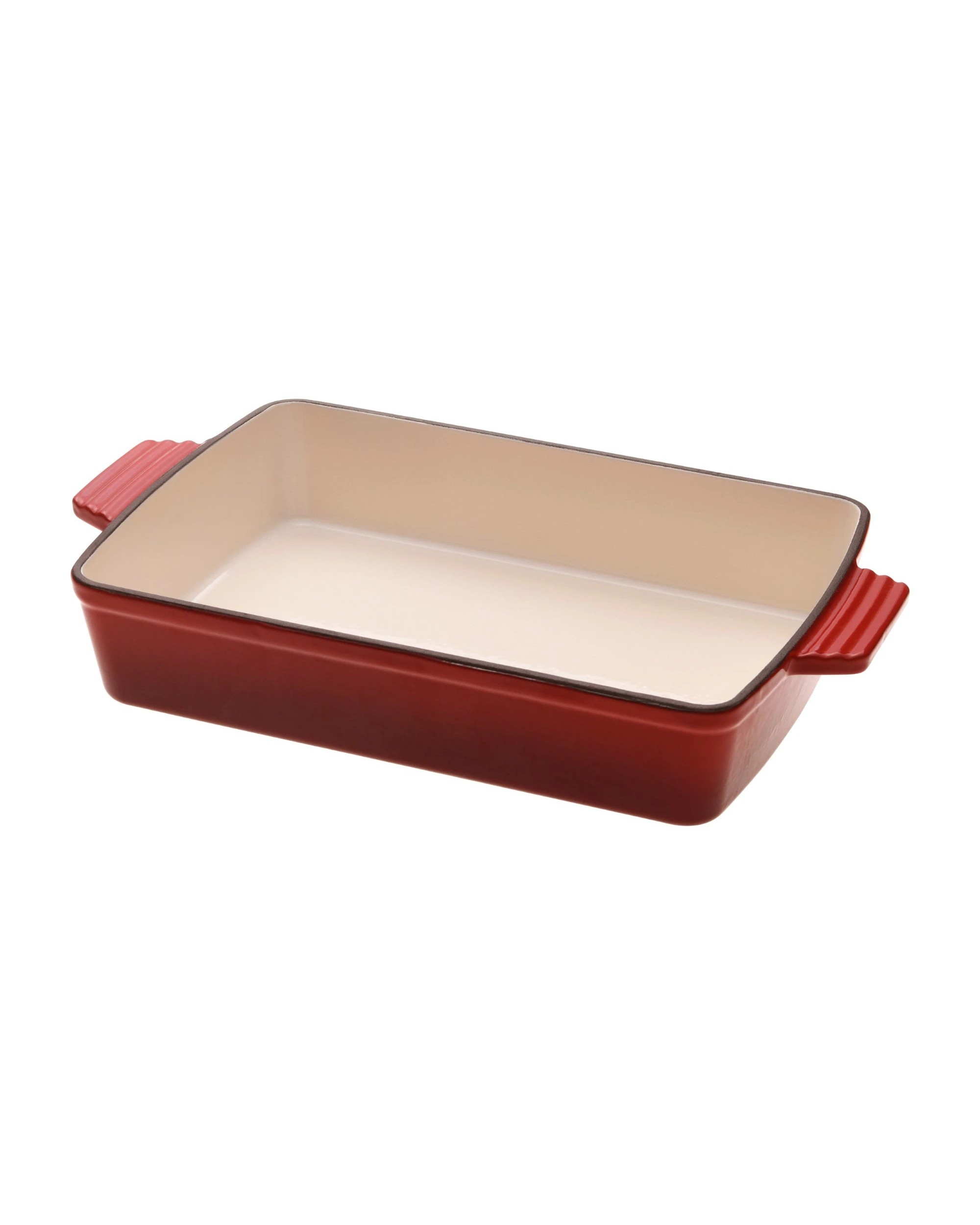 1 Gourmet Kitchen Enamelled Cast Iron Rectangular Baking Pan 33cm - Black Cherry Red, 1 of 9