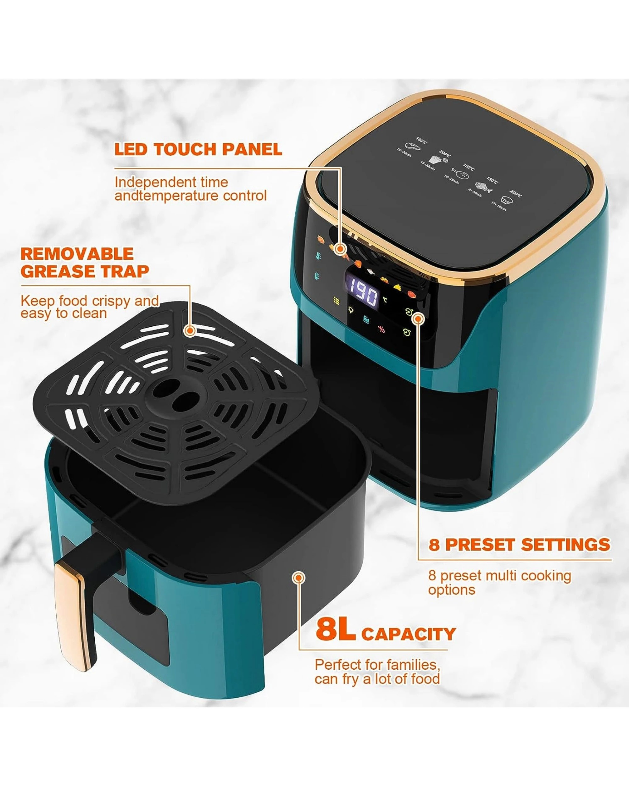5 Advwin Air Fryer 8l Xxl Led Fryers Oven Airfryer Healthy Cooker Free Oil Kitchen, 5 of 7