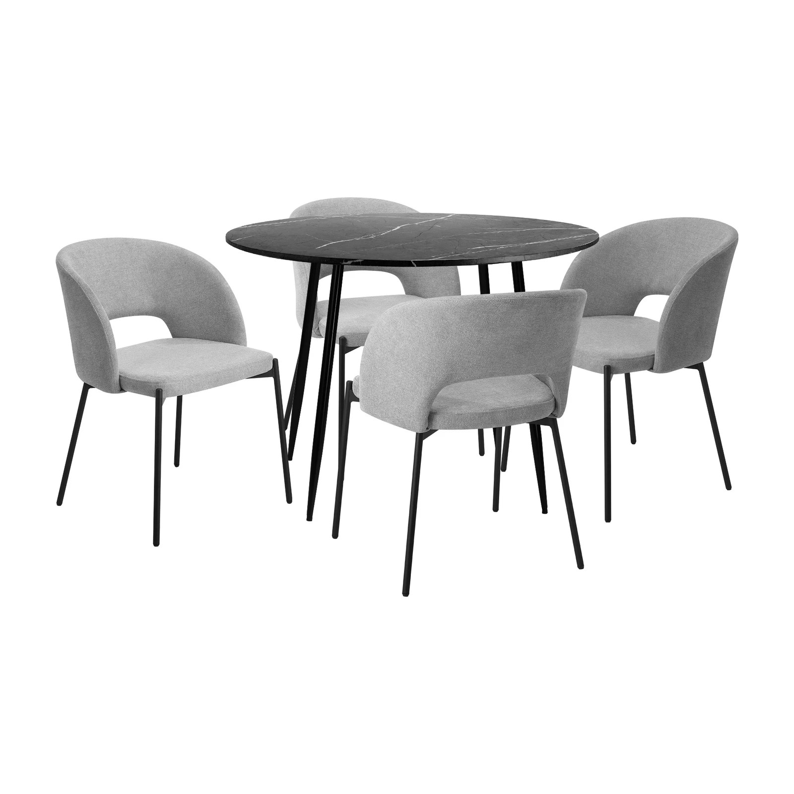 7 Oikiture 110cm Round Dining Table With 4pcs Dining Chairs Fabric Metal Legs
 - Multi, 7 of 10
