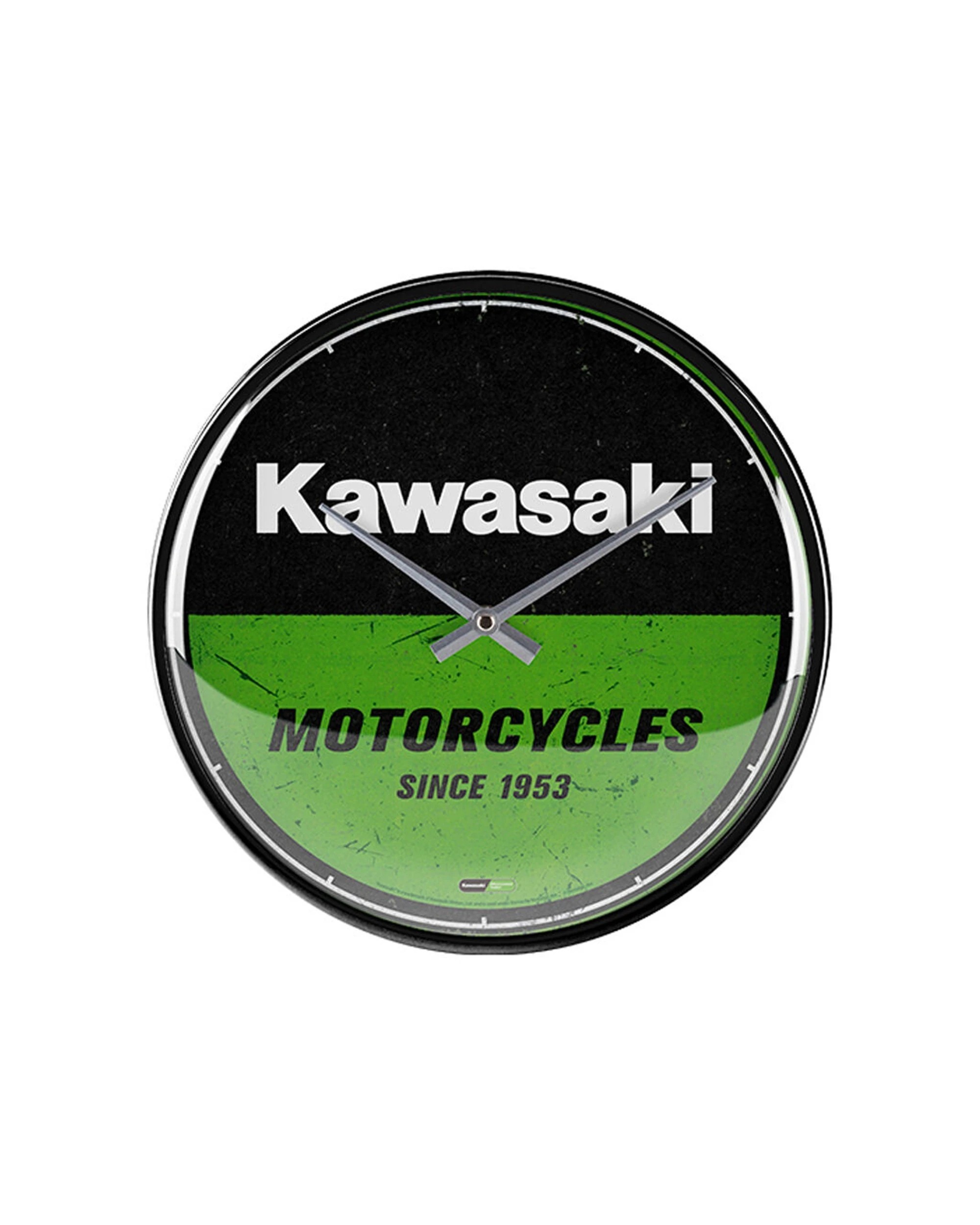 1 Nostalgic-Art Wall Clock 30cm - Retro Kawasaki Motorcycle Design - Multi, 1 of 3