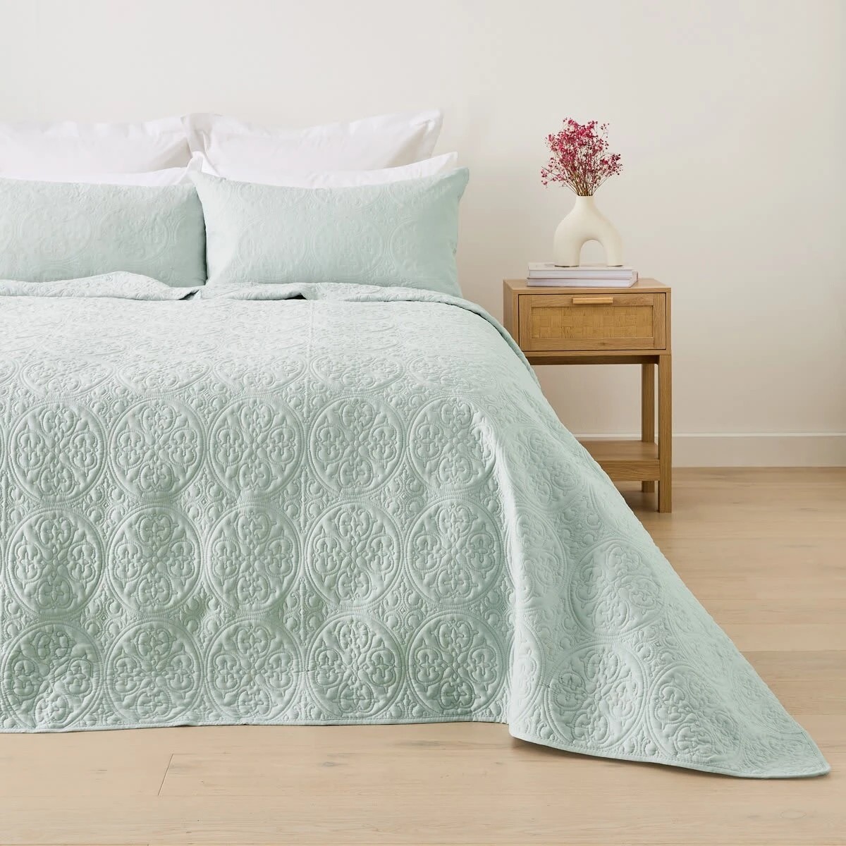 1 Aria Coverlet Set - Queen/King Bed, Seafoam, 1 of 7