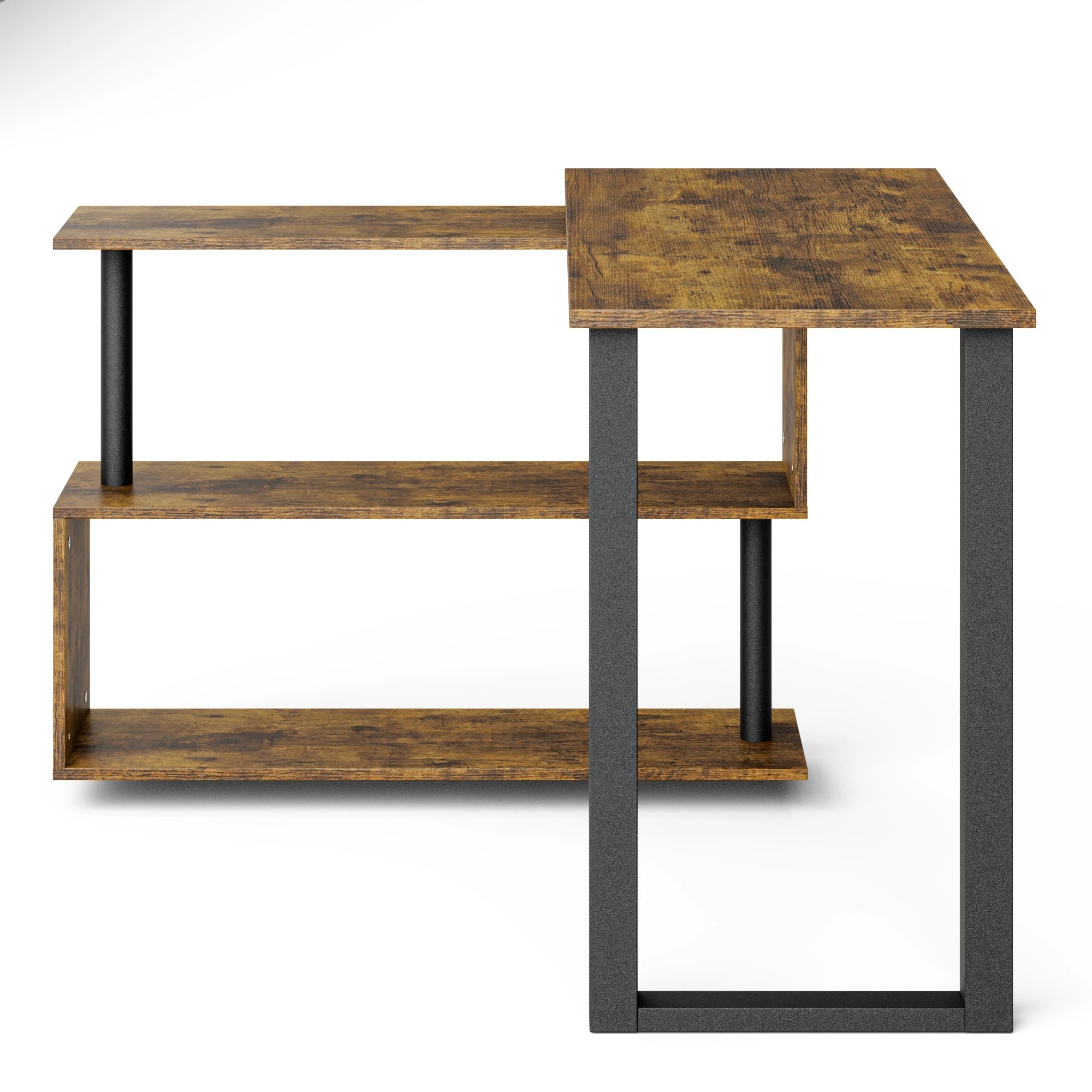 4 Advwin 360° Rotating Computer Desk L-shaped Desk With Bookshelf Corner Desk, 4 of 7