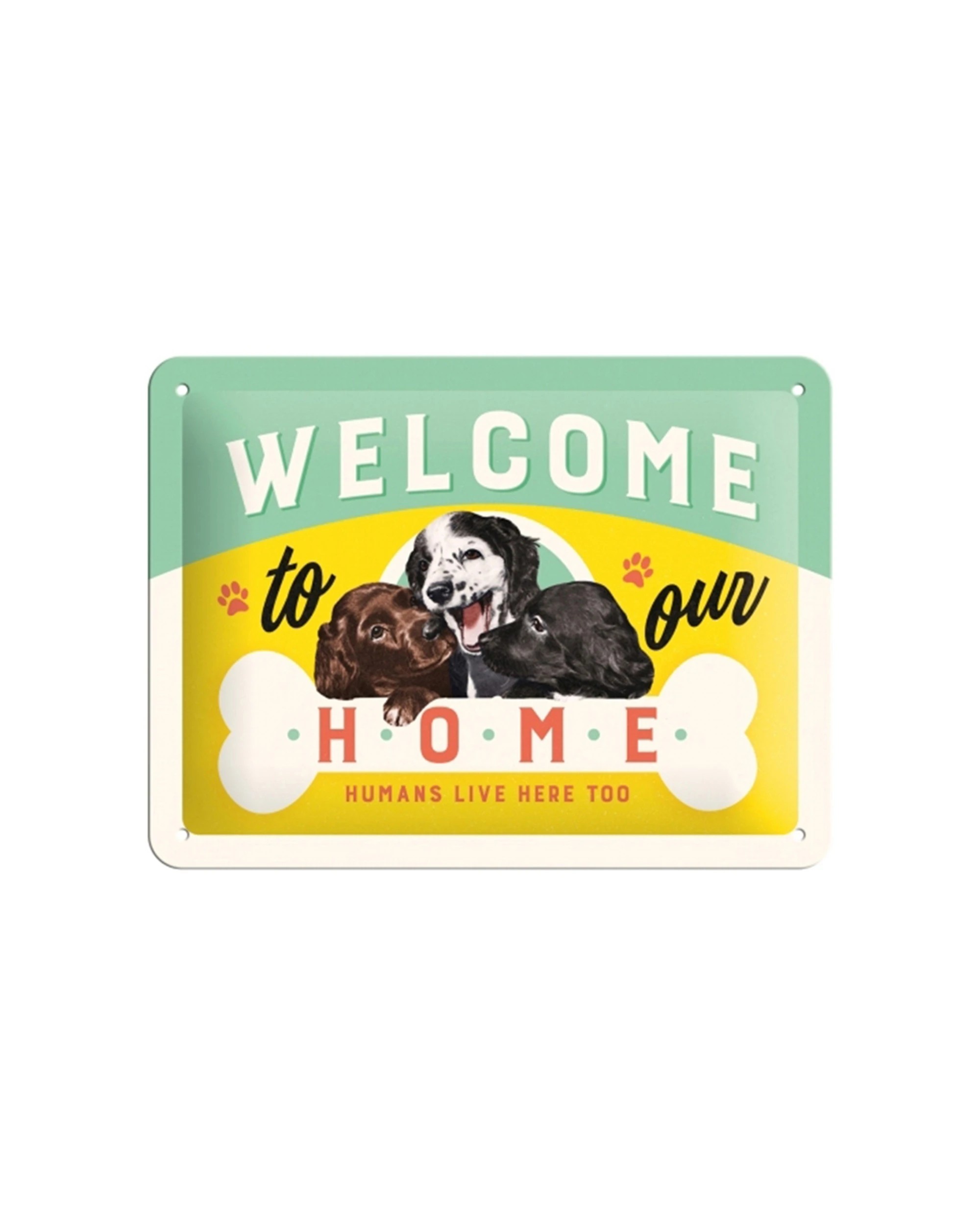 1 Nostalgic-Art 15x20cm Small Metal Sign - Welcome Puppies - Multi, 1 of 3