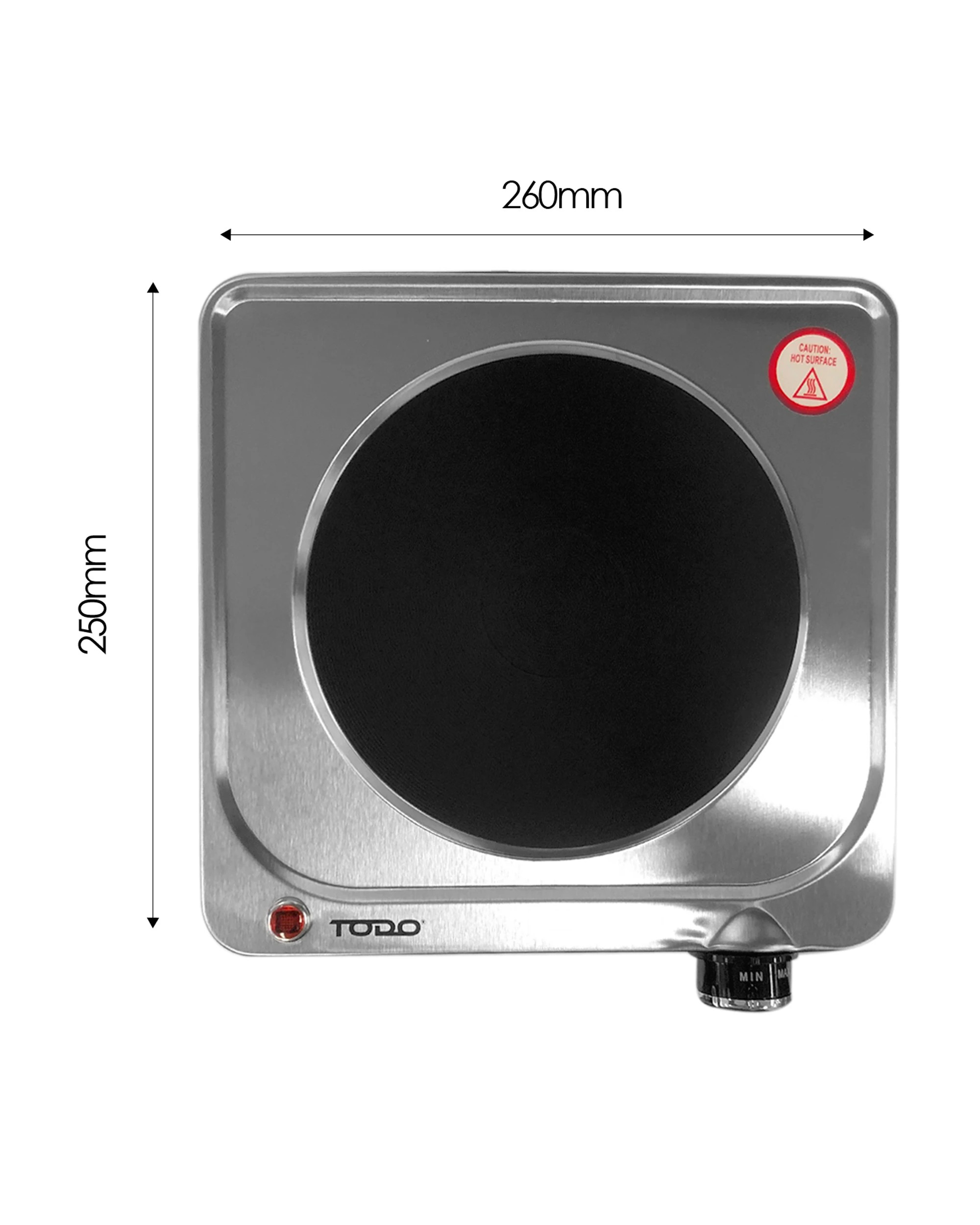 4 TODO 1500W Portable Hotplate Electric Cooktop Single Stainless Steel, 4 of 6