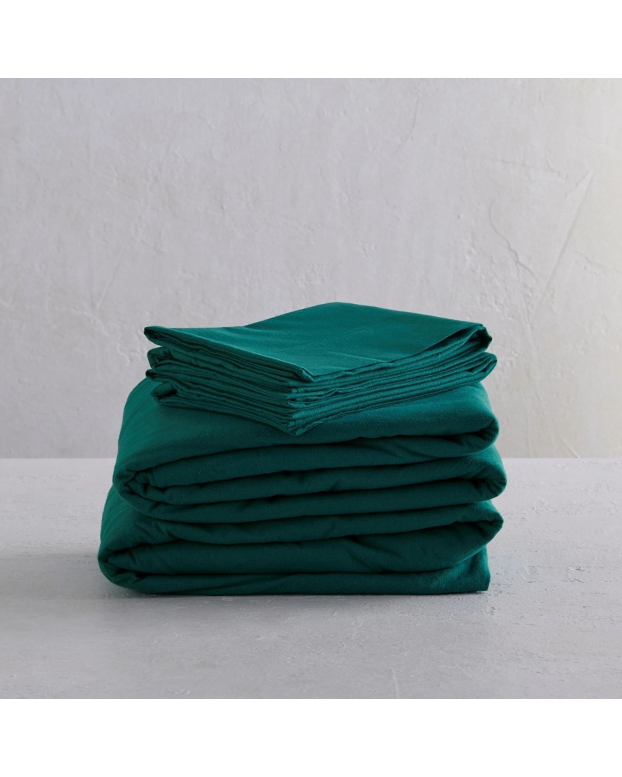3 Bedding co Flannelette Sheet Set 100% Organic Cotton Emerald - Super King Bed - Green, 3 of 4