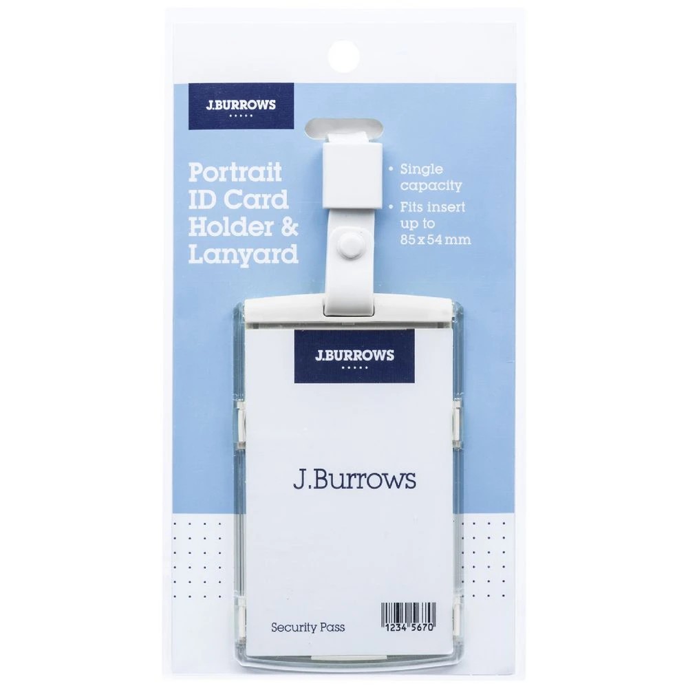 1 J.Burrows ID Holder with Lanyard Portrait White, 1 of 3