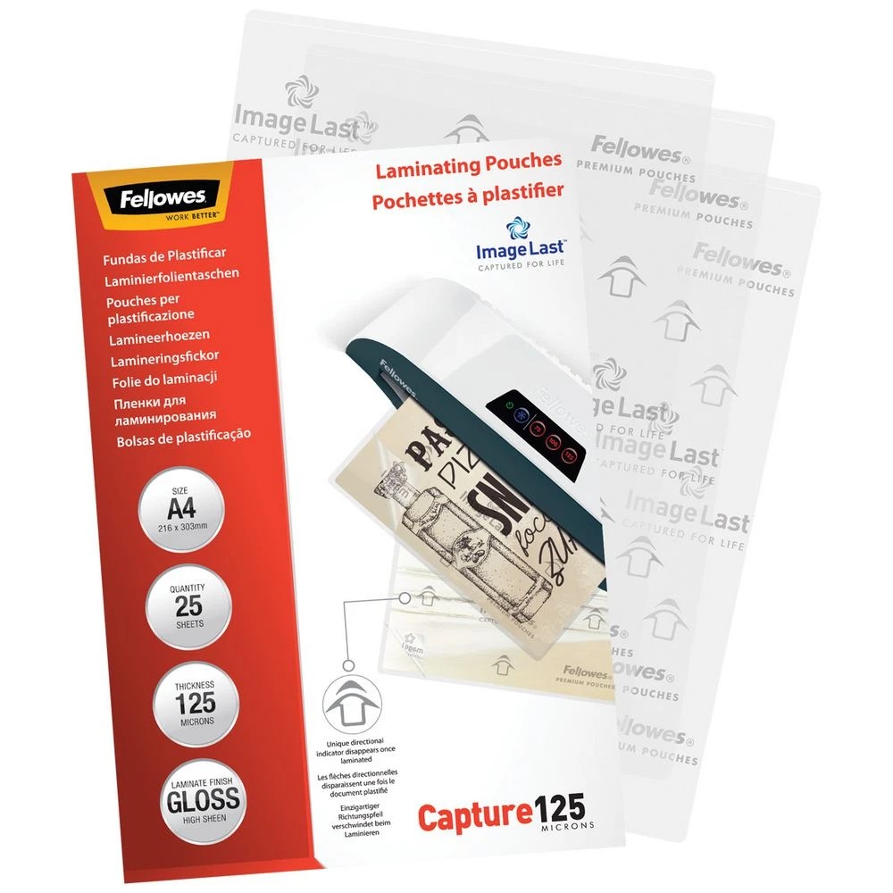 2 Fellowes Laminating Pouches A4 125 Micron 25 Pack, 2 of 3