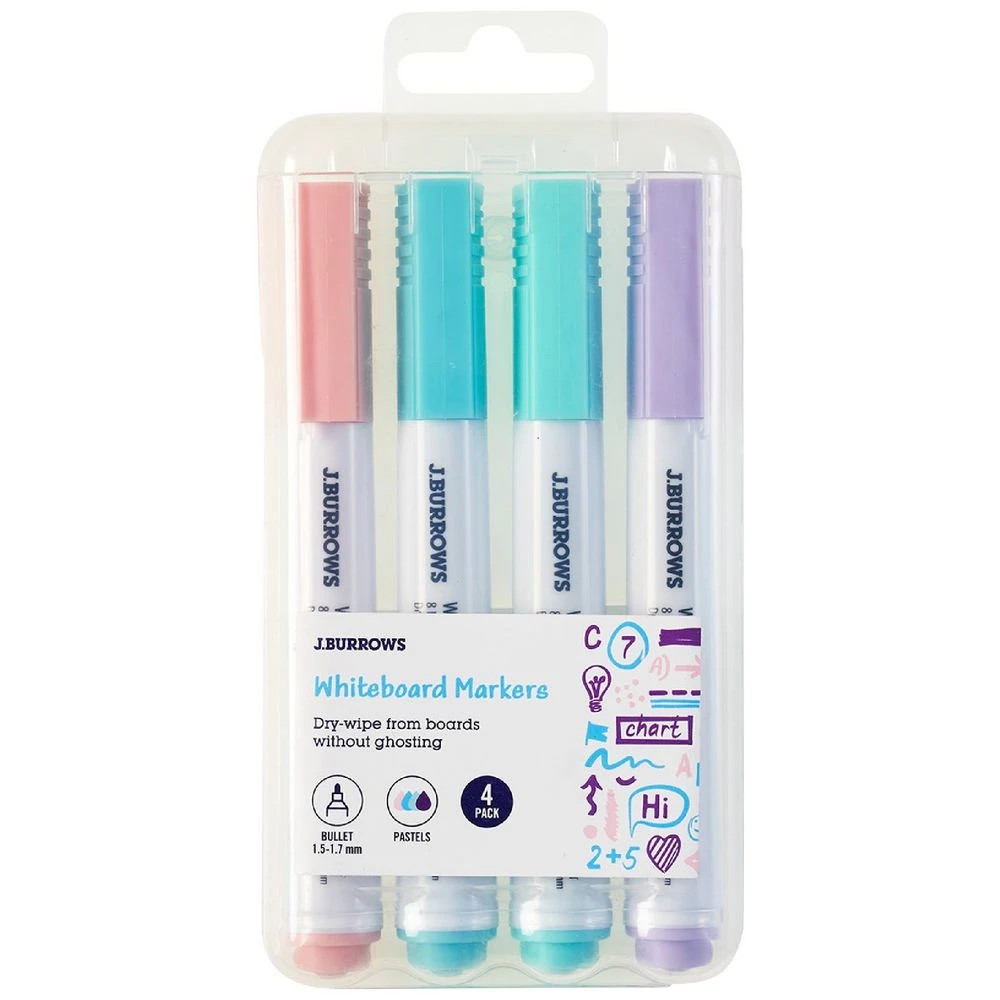 1 J.Burrows Whiteboard Markers Bullet Pastels 4 Pack, 1 of 3