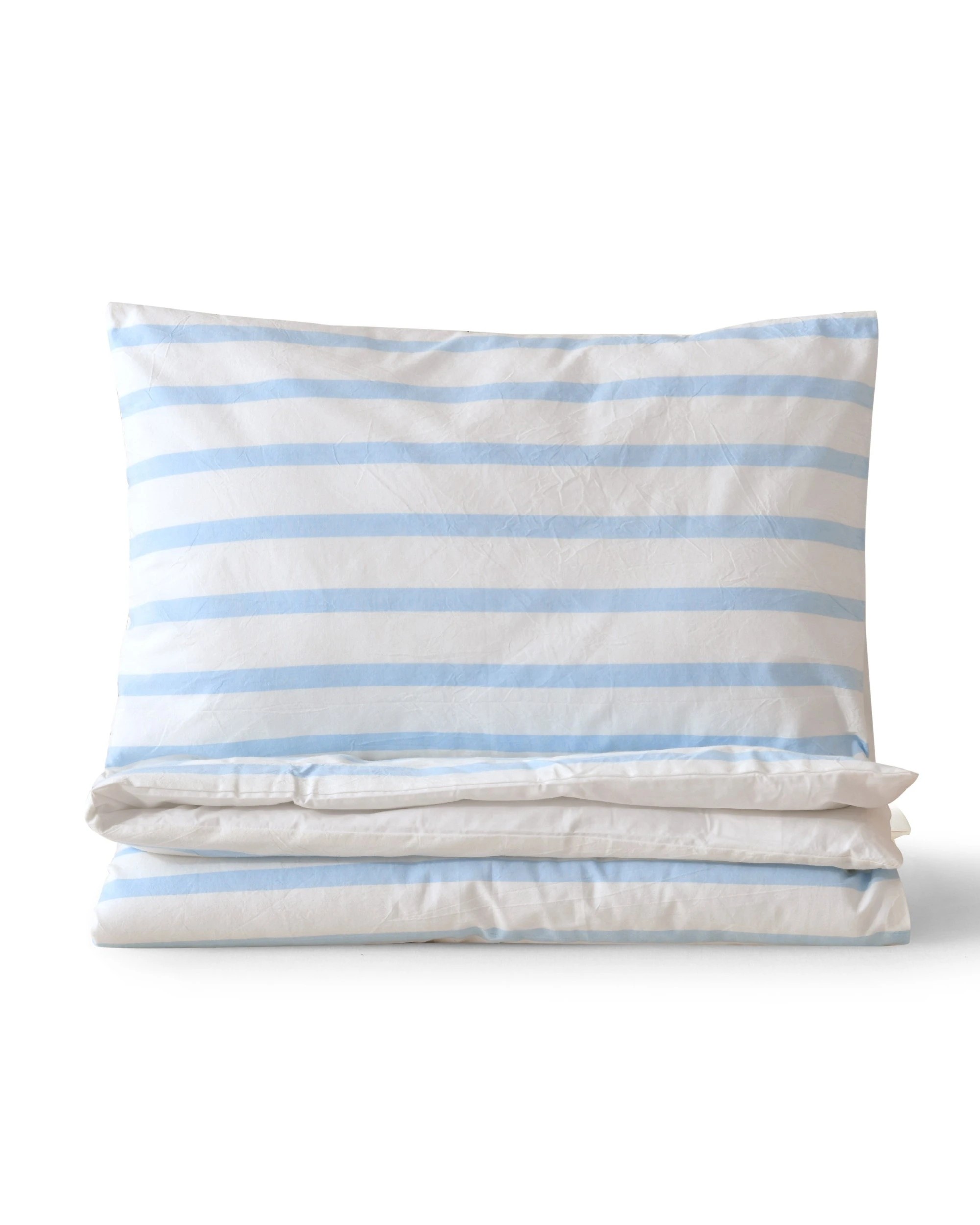 2 Dreamaker Baby Bask Washed Cotton Yarn Dyed Stripe Quilt Cover Set - COT Size - Sky, 2 of 7