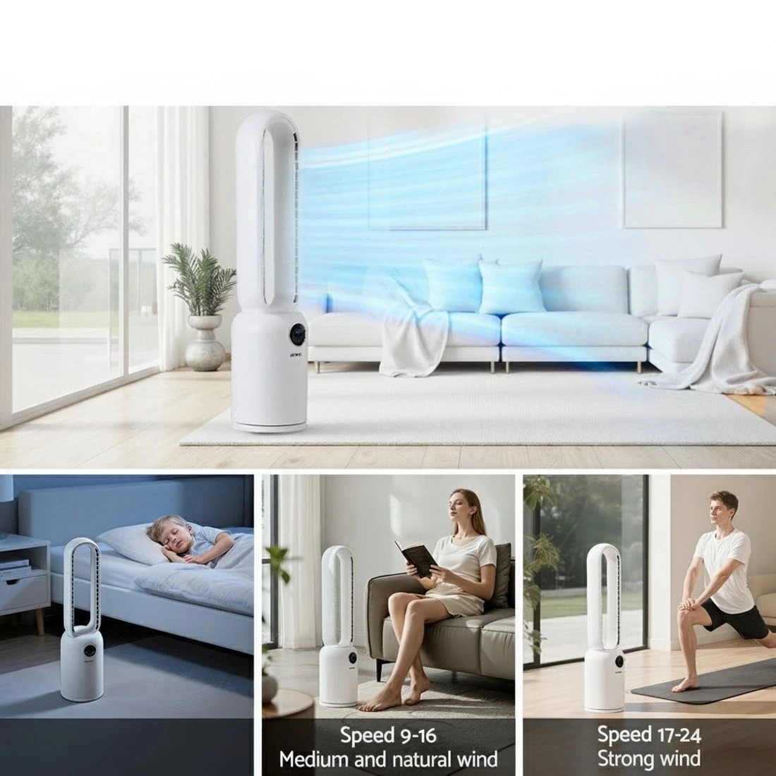 4 Devanti 2in1 Bladeless Fan Air Purification W/ Remote 88cm - White, 4 of 7