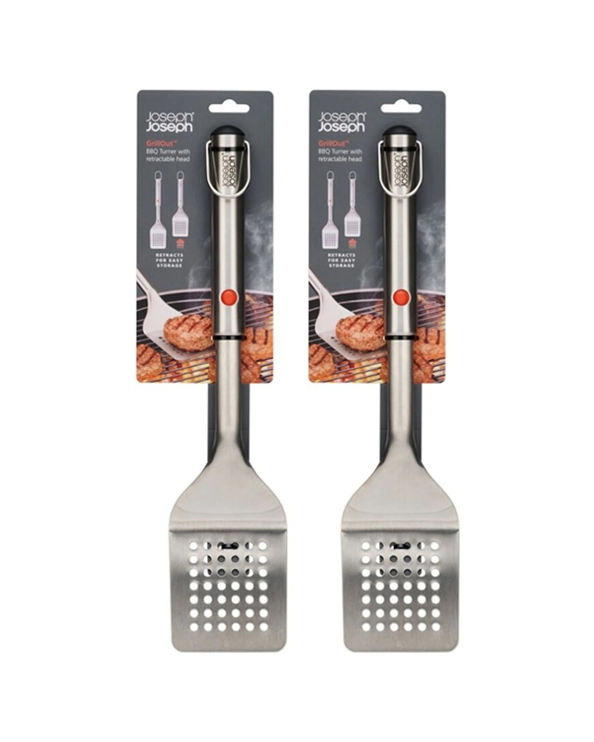 1 Joseph Joseph 2PK GrillOut BBQ Slotted Turner Retractable Head Stainless Steel - Silver, 1 of 7