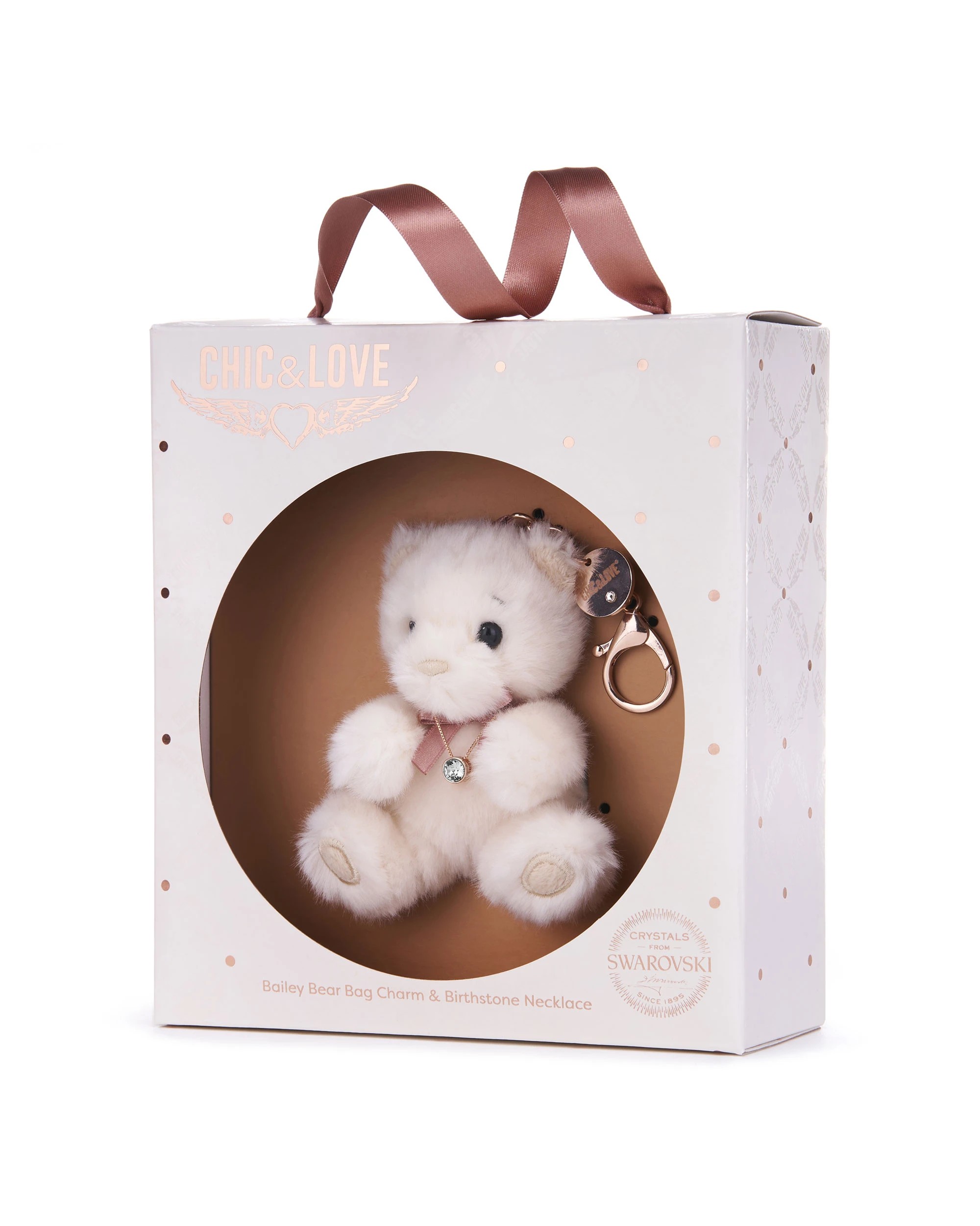 2 Chic & Love - Bailey Bear Bag Charm & Necklace April - Gift Set - White, 2 of 4