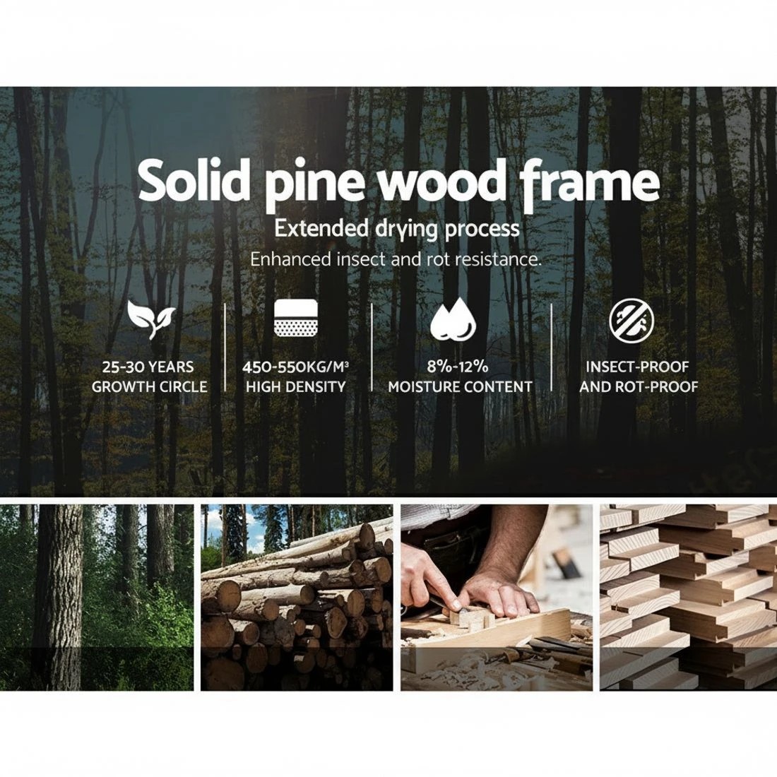 4 Artiss Bed Frame Double Size Wooden  LEXI - Multi, 4 of 8