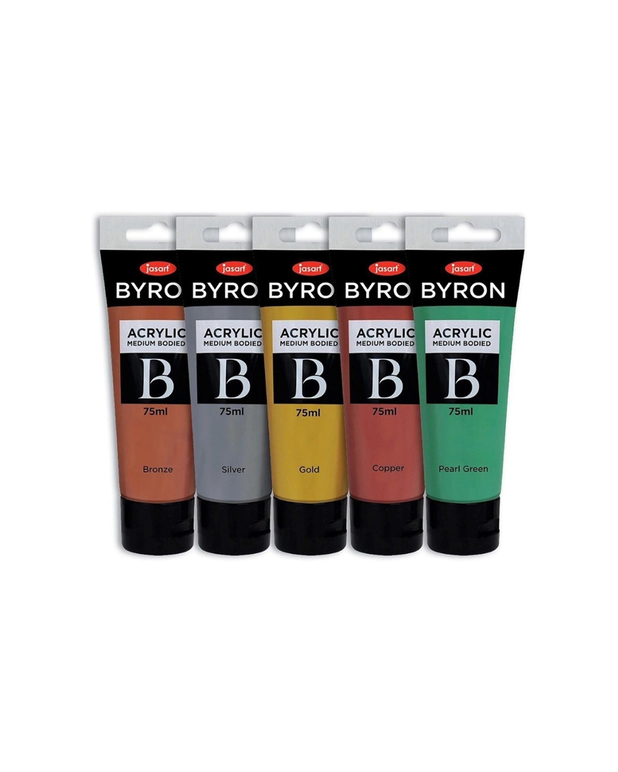 2 Jasart 3x 5pc Byron Acrylic Paint Tube Set 75ml Metallic - Multi, 2 of 4